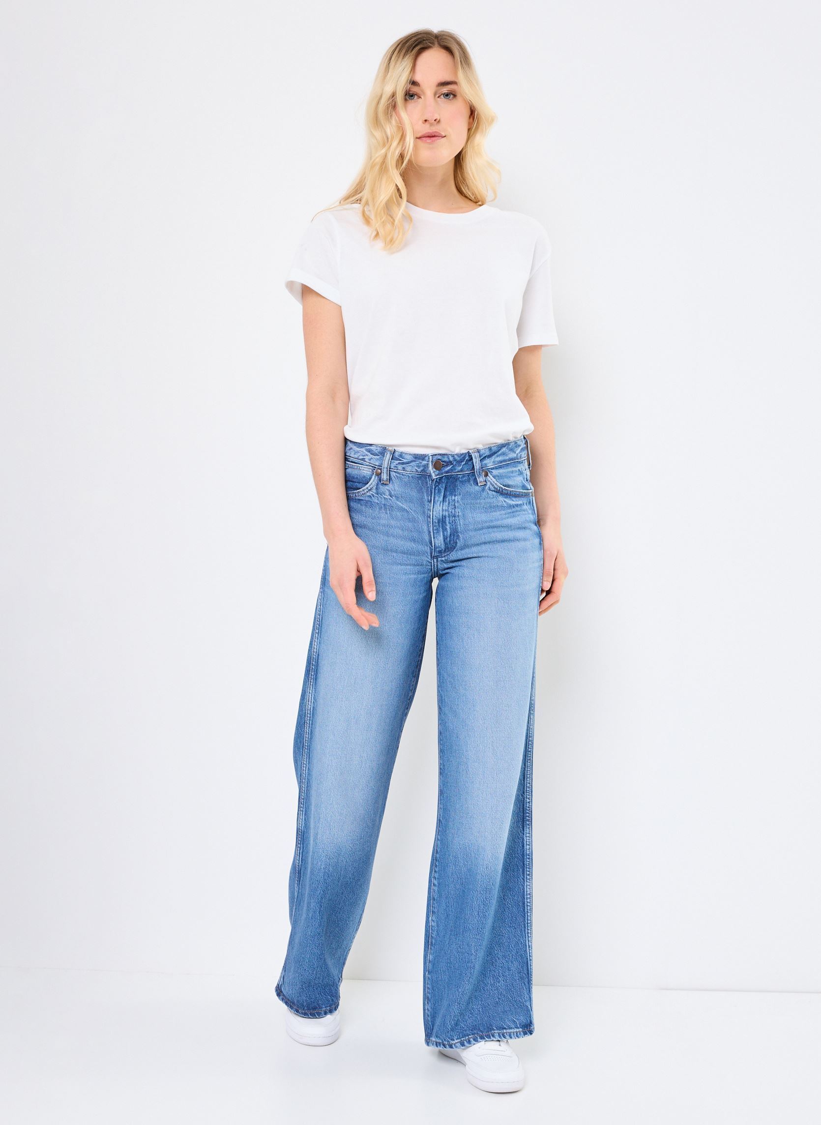 Wijde jeans / Flared Jeans World Wide dames blauw Wrangler Wijde jeans / Flared Jeans World Wide dames blauw PROMISES KEPT