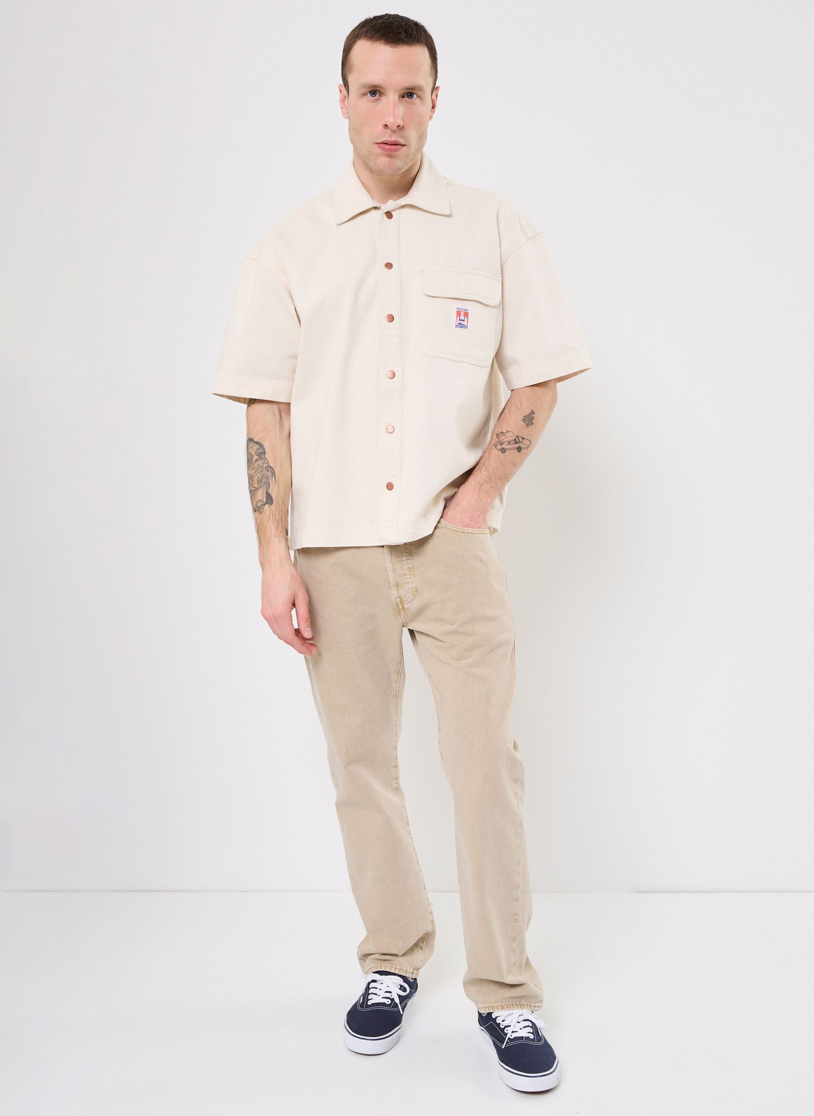 Chemises Ss Cj Overshirt homme blanc Wrangler Chemises Ss Cj Overshirt homme blanc ECRU