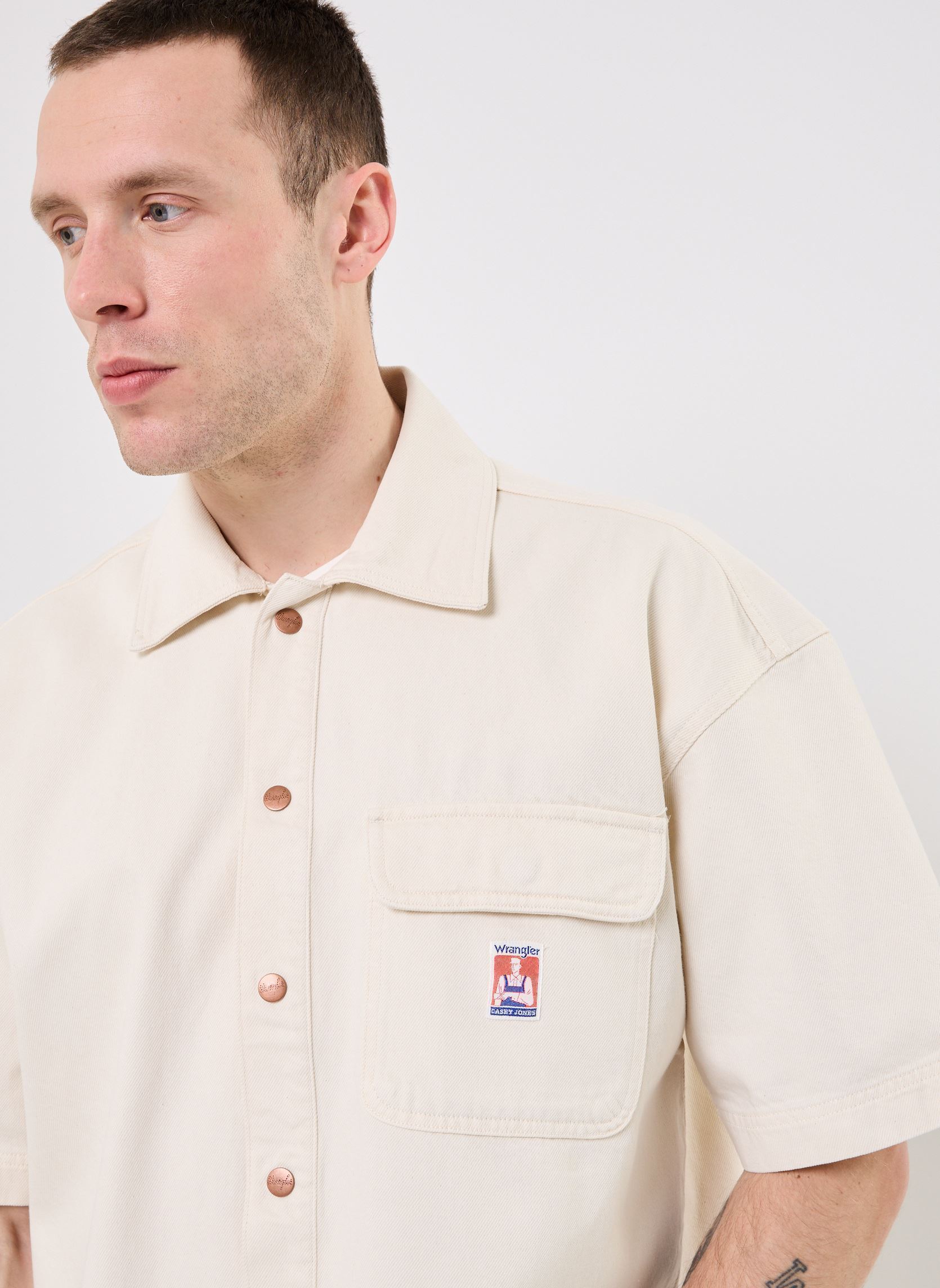Chemises Ss Cj Overshirt homme blanc Wrangler Chemises Ss Cj Overshirt homme blanc ECRU