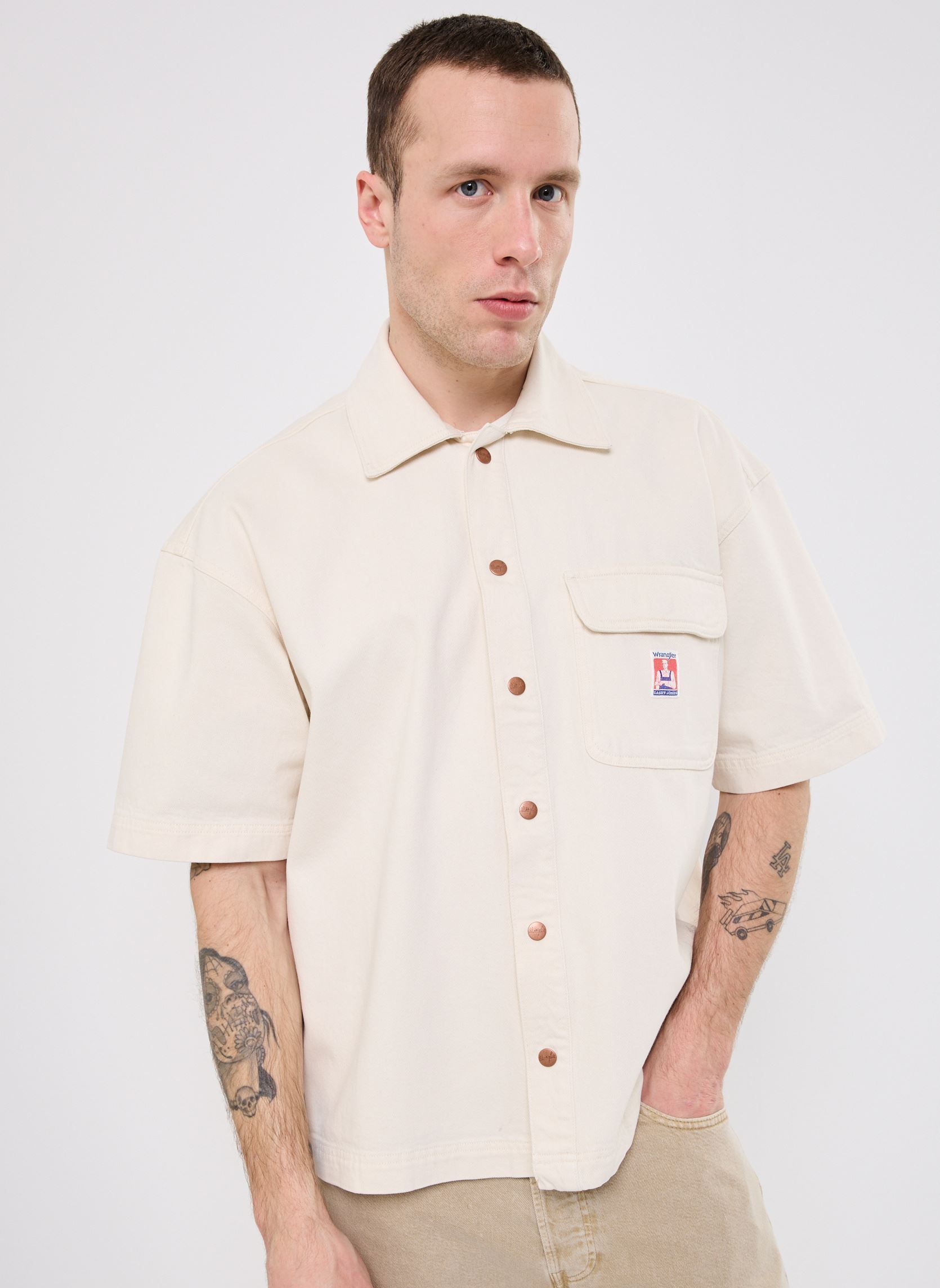 Chemises Ss Cj Overshirt homme blanc Wrangler Chemises Ss Cj Overshirt homme blanc ECRU