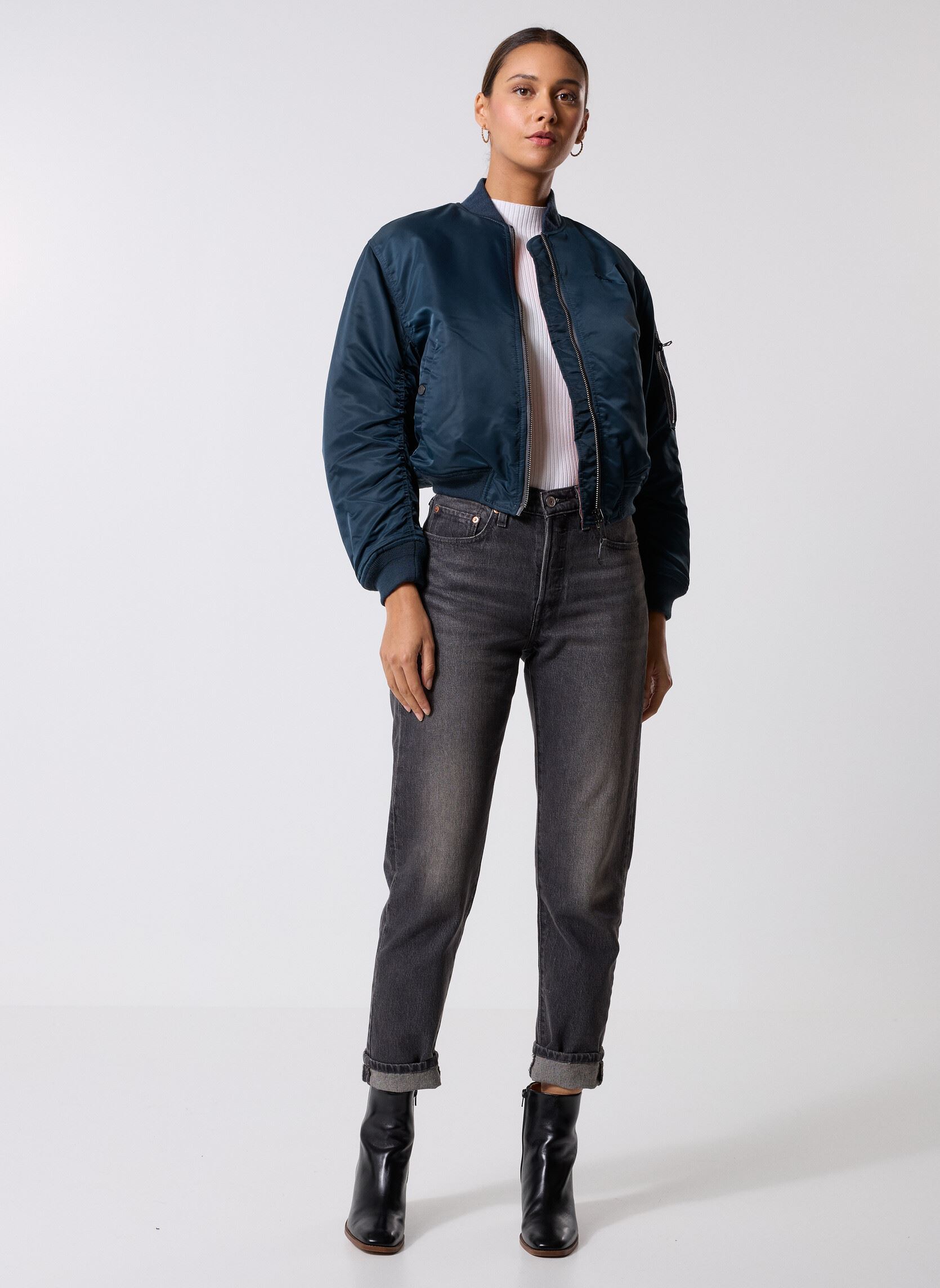 Bomberjacks Oversize Bomber 90's Schott dames blauw Schott Bomberjacks Oversize Bomber 90's Schott dames blauw NAVY