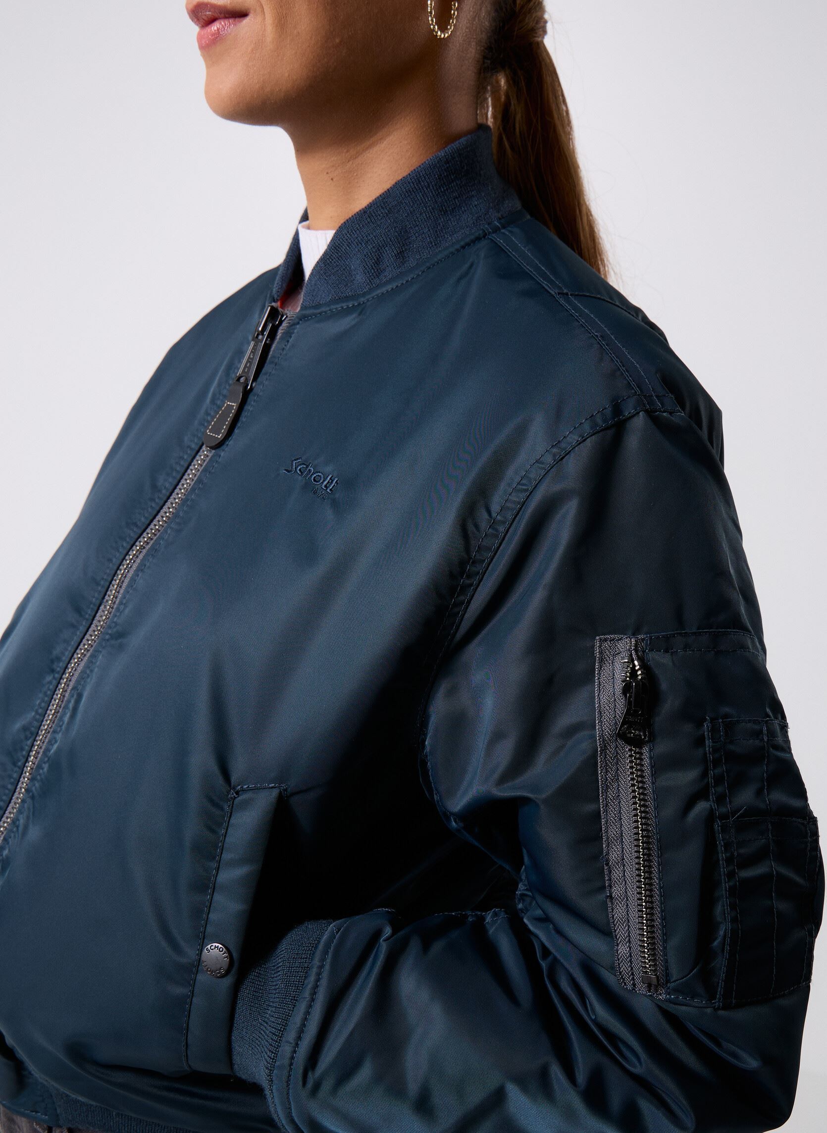 Bomberjacks Oversize Bomber 90's Schott dames blauw Schott Bomberjacks Oversize Bomber 90's Schott dames blauw NAVY