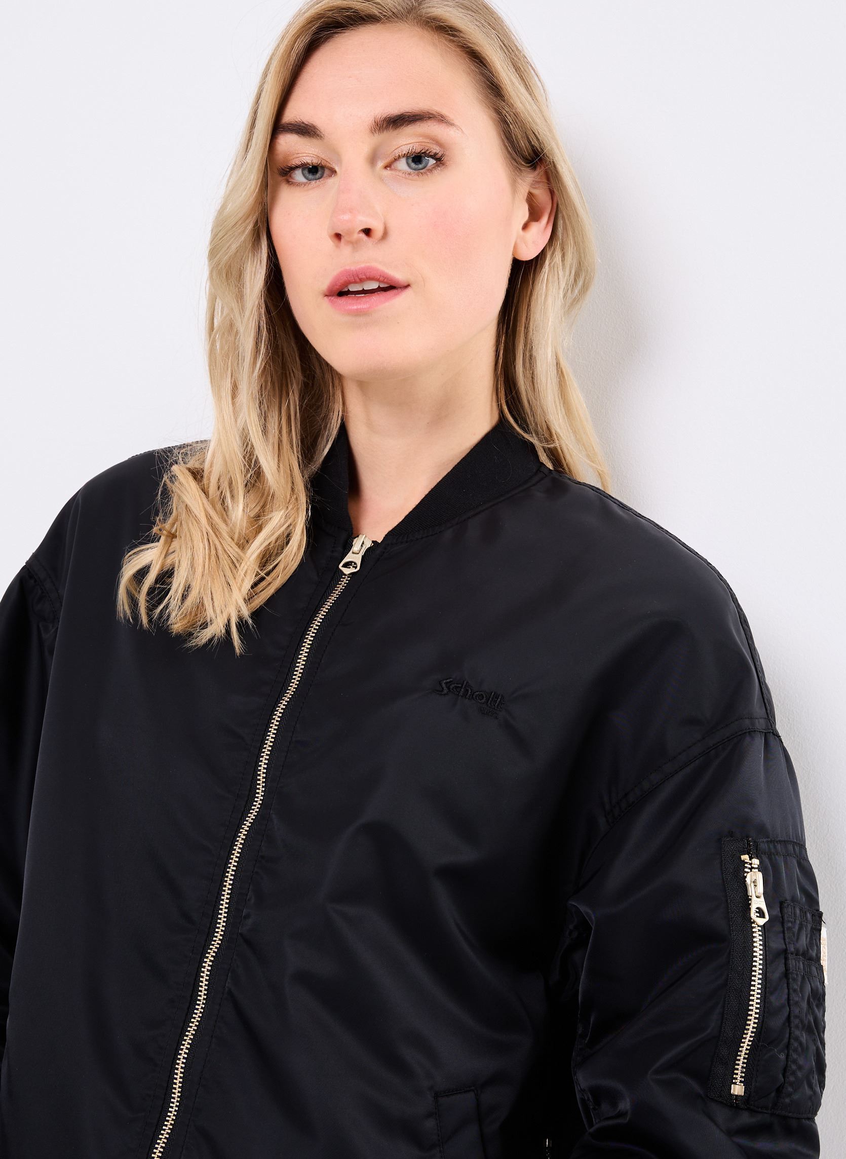 Bomberjacken Bomber Femme Long Zippe Cote Schott damen schwarz Schott Bomberjacken Bomber Femme Long Zippe Cote Schott damen schwarz BLACK