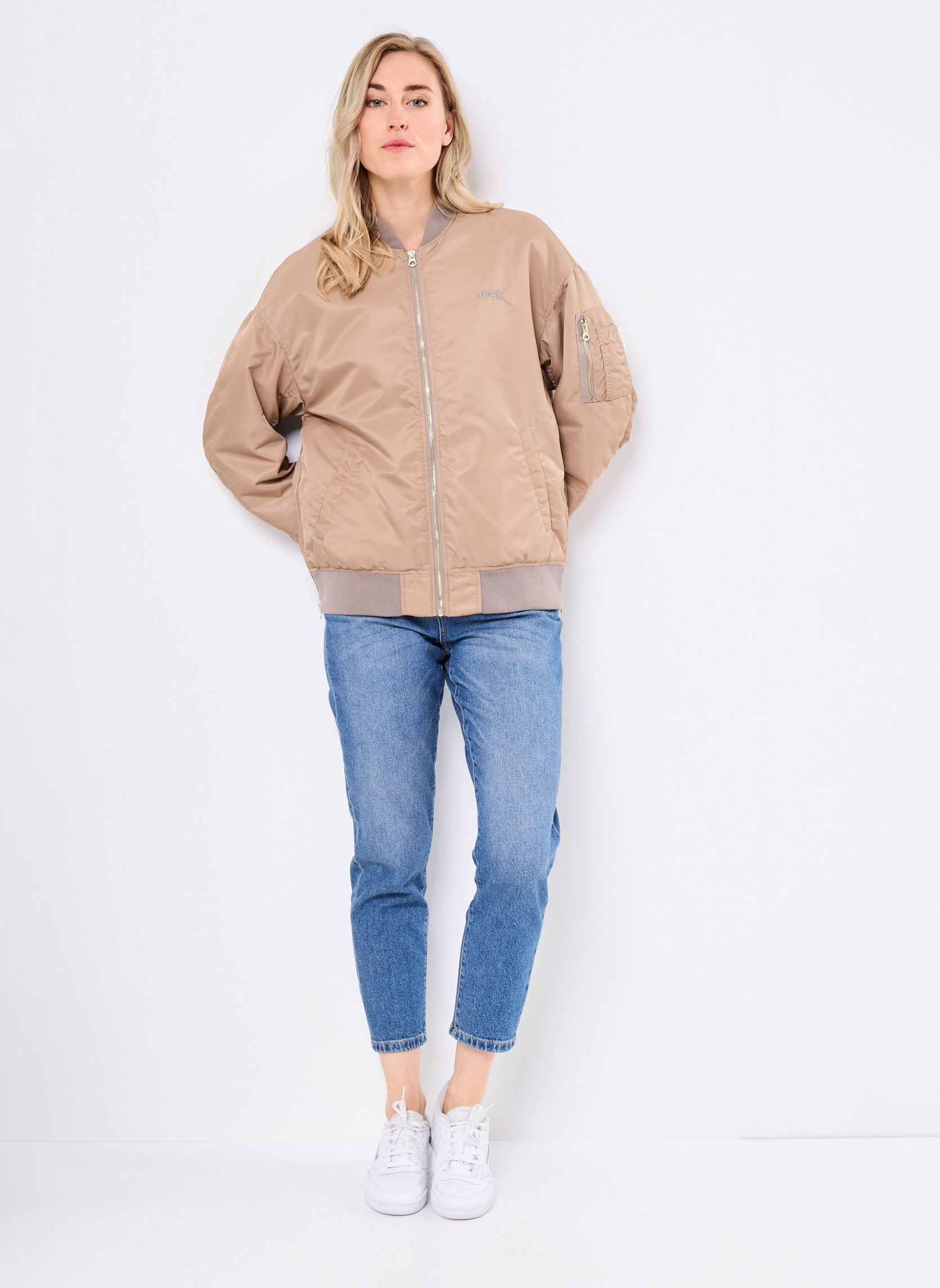 Blousons Bomber Femme Long Zippe Cote Schott femme beige Schott Blousons Bomber Femme Long Zippe Cote Schott femme beige DESERT