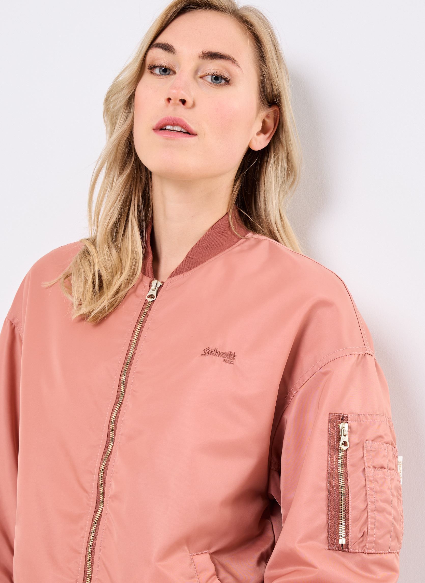 Giubbotti Bomber Femme Long Zippe Cote Schott donna arancione Schott Giubbotti Bomber Femme Long Zippe Cote Schott donna arancione DUSTY PINK