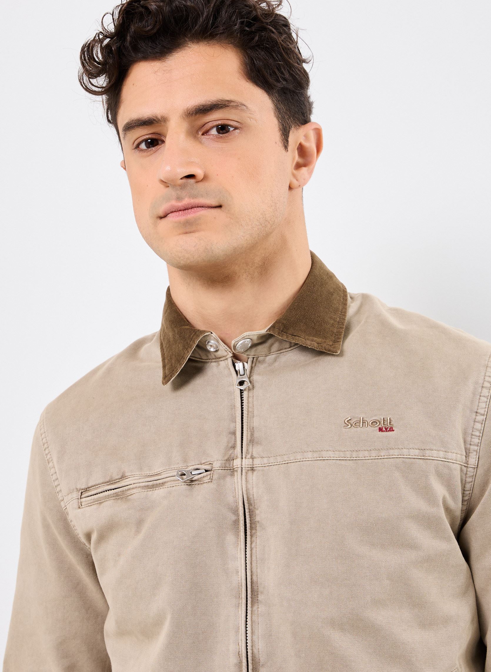Vestes Blouson Col Chemise-CADAMSWASH homme beige Schott Vestes Blouson Col Chemise-CADAMSWASH homme beige TAUPE