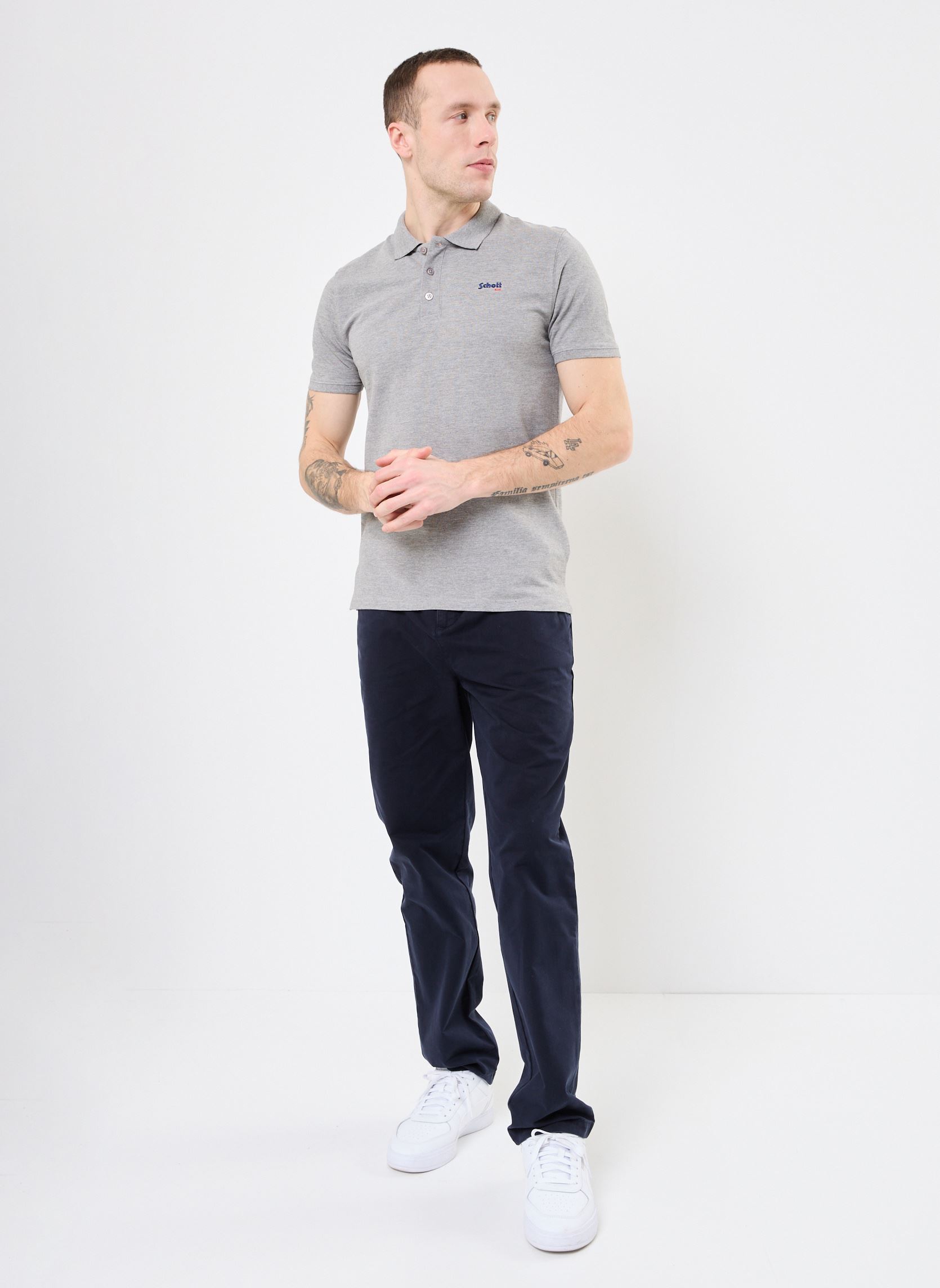 Polos manches courtes Polo Basique-PSCASUAL homme gris Schott Polos manches courtes Polo Basique-PSCASUAL homme gris HEAT.GREY