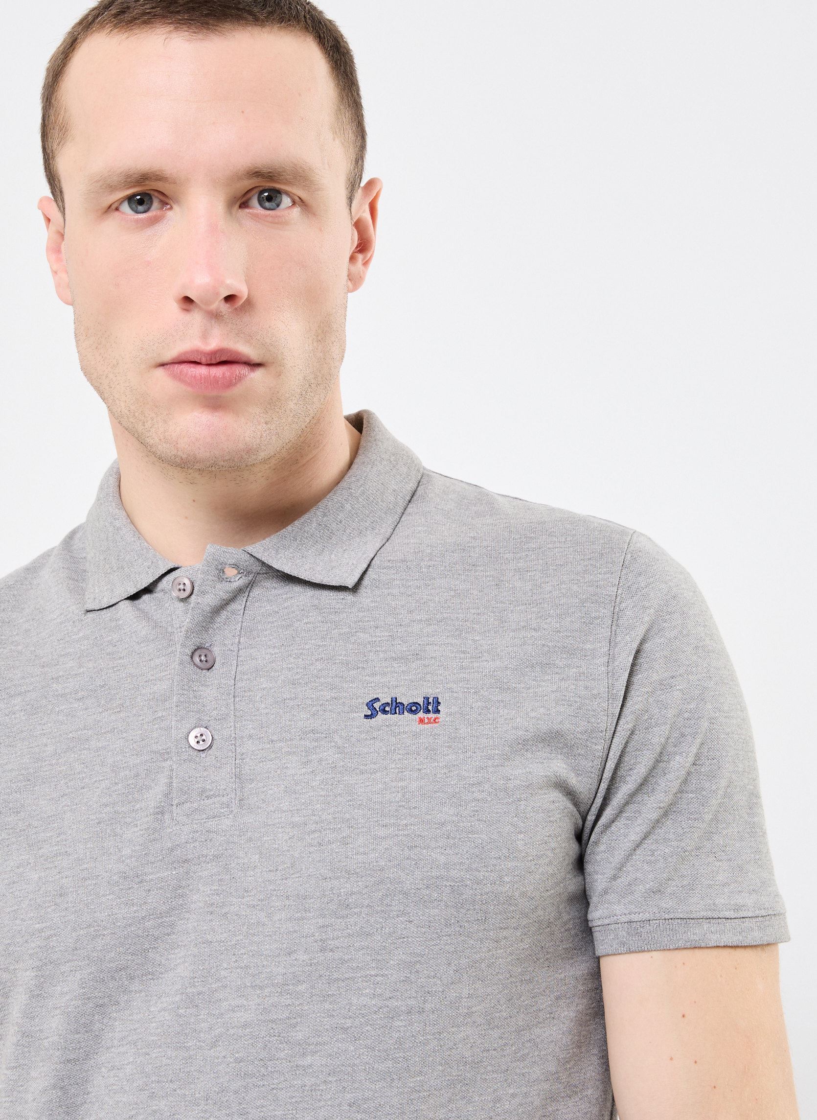 Polos manches courtes Polo Basique-PSCASUAL homme gris Schott Polos manches courtes Polo Basique-PSCASUAL homme gris HEAT.GREY