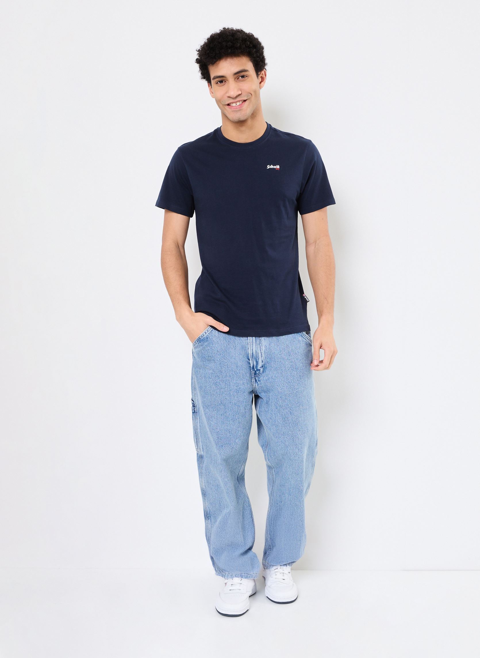 Tee-shirts manches courtes Tshirt Brode-TSCASUAL homme bleu Schott Tee-shirts manches courtes Tshirt Brode-TSCASUAL homme bleu NAVY