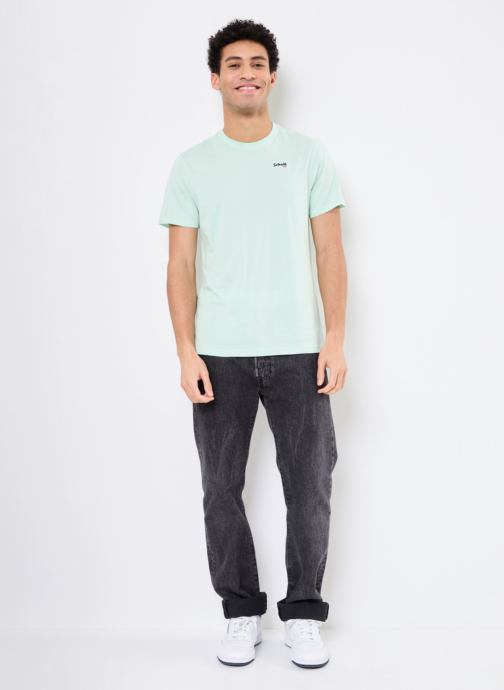 Tee-shirts manches courtes Tshirt Brode-TSCASUAL homme vert Schott Tee-shirts manches courtes Tshirt Brode-TSCASUAL homme vert PASTEL GREEN
