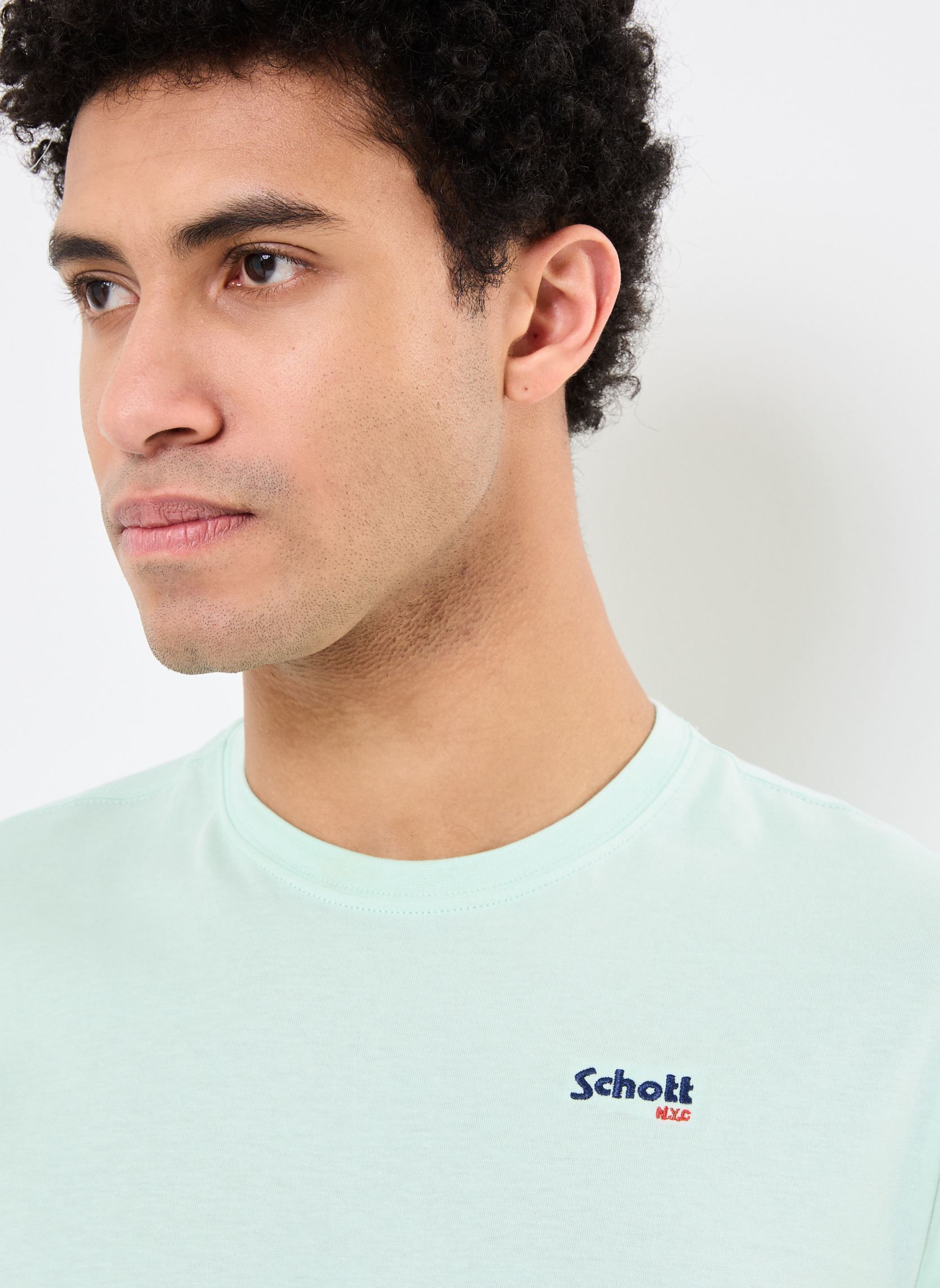 Tee-shirts manches courtes Tshirt Brode-TSCASUAL homme vert Schott Tee-shirts manches courtes Tshirt Brode-TSCASUAL homme vert PASTEL GREEN