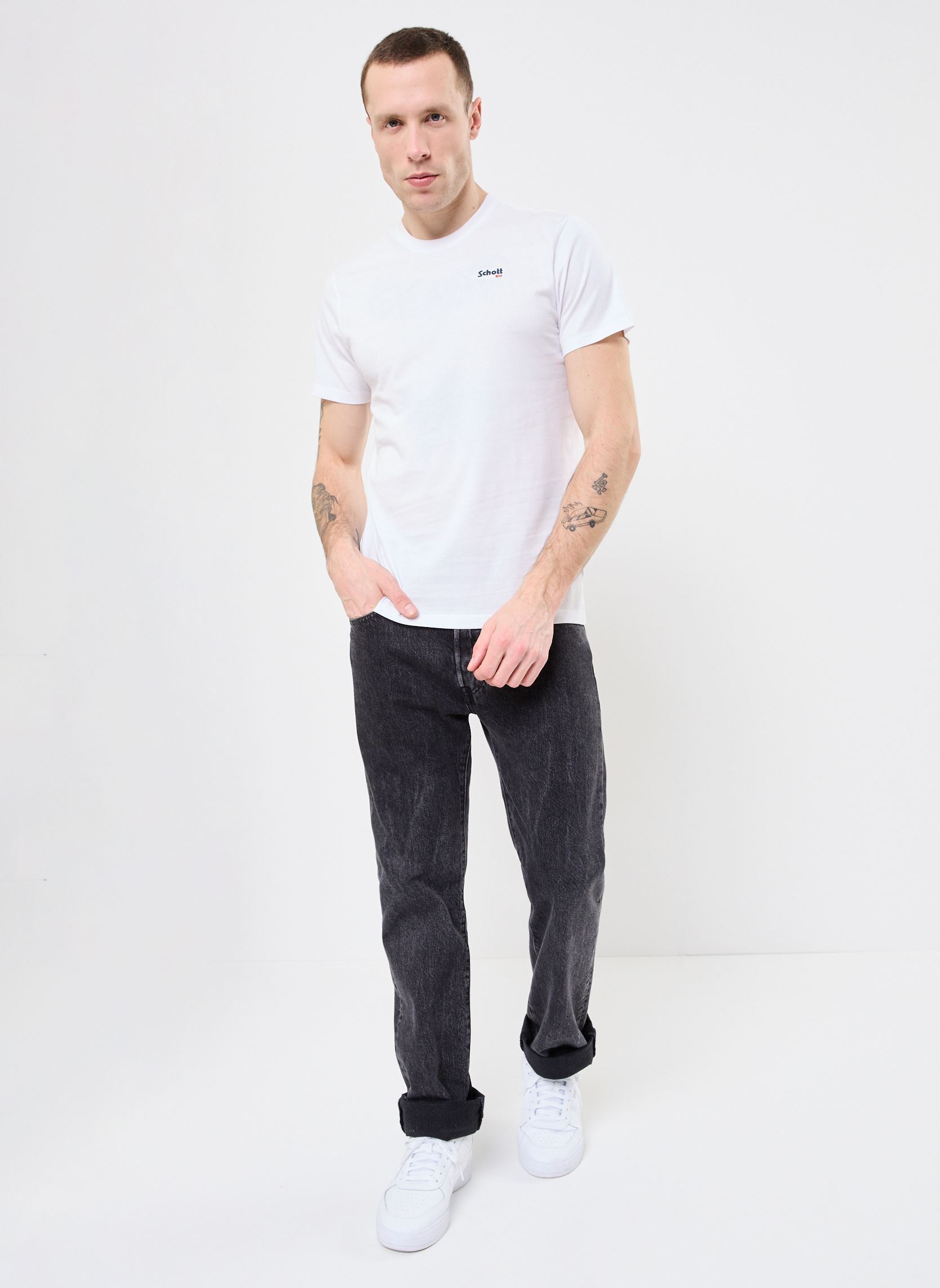 Tee-shirts manches courtes Tshirt Brode-TSCASUAL homme blanc Schott Tee-shirts manches courtes Tshirt Brode-TSCASUAL homme blanc WHITE