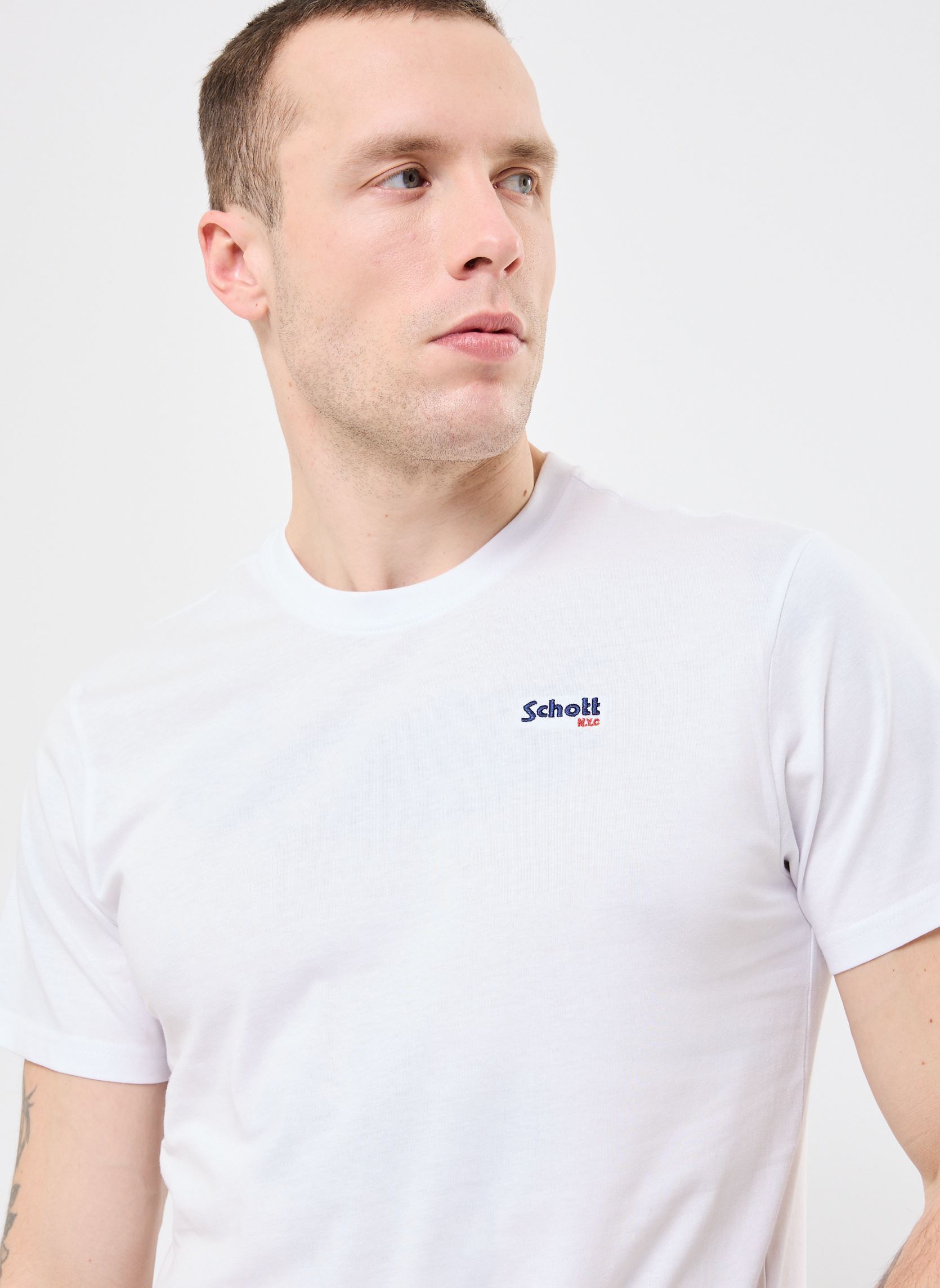 Tee-shirts manches courtes Tshirt Brode-TSCASUAL homme blanc Schott Tee-shirts manches courtes Tshirt Brode-TSCASUAL homme blanc WHITE
