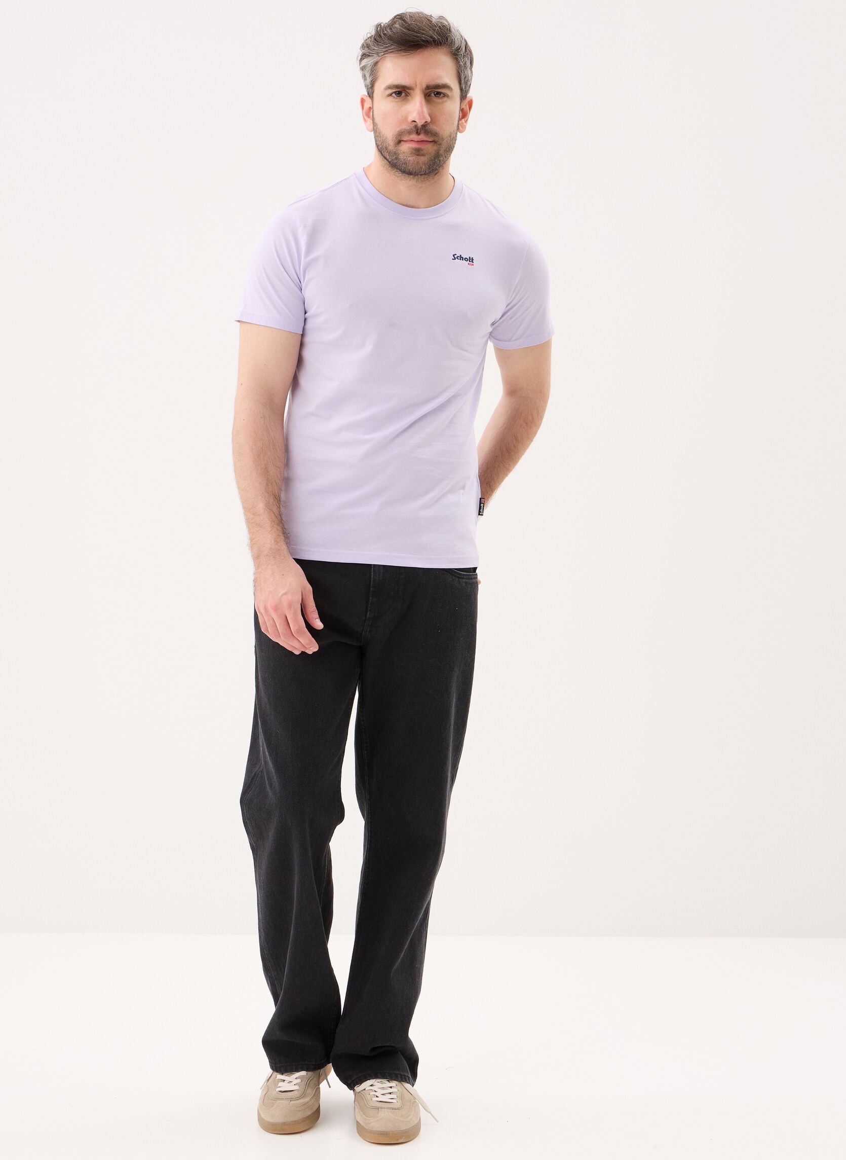 Tee-shirts manches courtes Tshirt Brode-TSCASUAL homme violet Schott Tee-shirts manches courtes Tshirt Brode-TSCASUAL homme violet PASTEL PURPLE