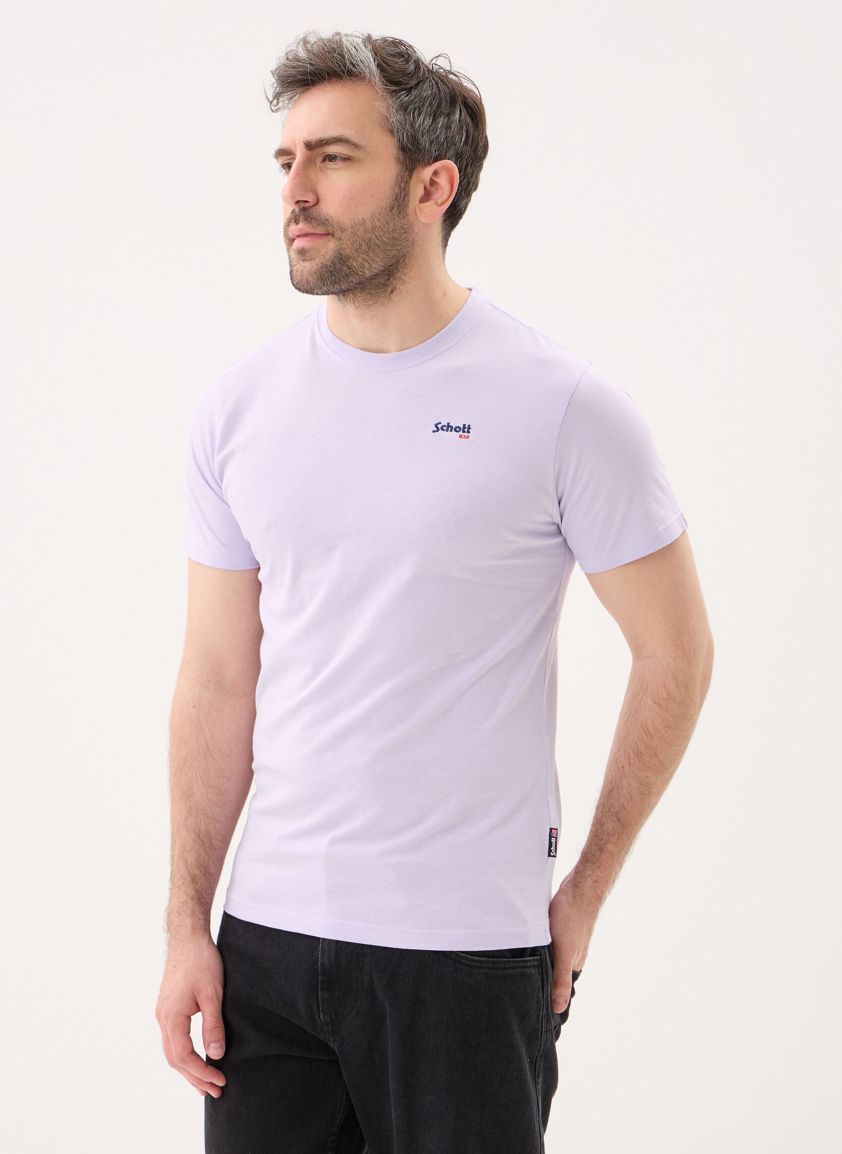 Tee-shirts manches courtes Tshirt Brode-TSCASUAL homme violet Schott Tee-shirts manches courtes Tshirt Brode-TSCASUAL homme violet PASTEL PURPLE