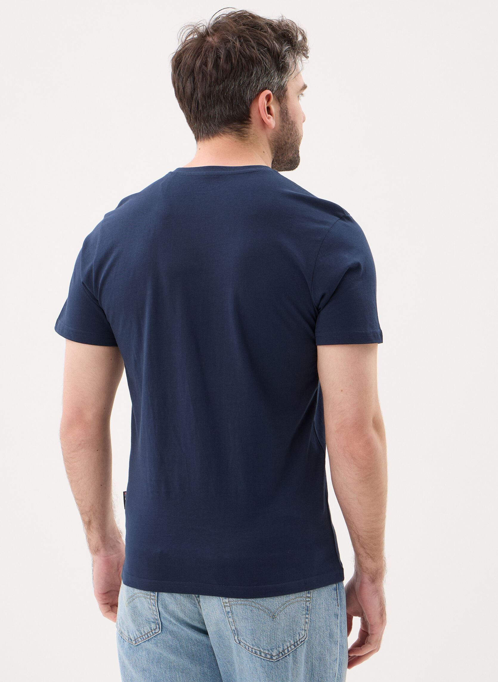 Tee-shirts manches courtes Tshirt Col V Brode-TSCASUALV homme bleu Schott Tee-shirts manches courtes Tshirt Col V Brode-TSCASUALV homme bleu NAVY