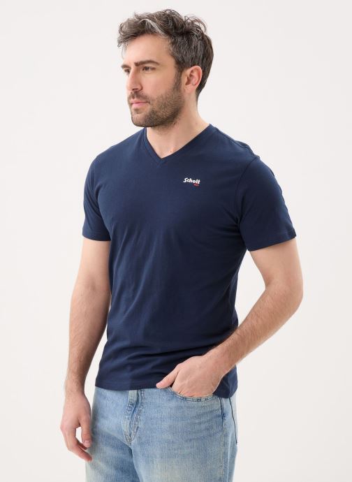Schott T-shirts met korte mouwen Tshirt Col V Brode-TSCASUALV heren blauw