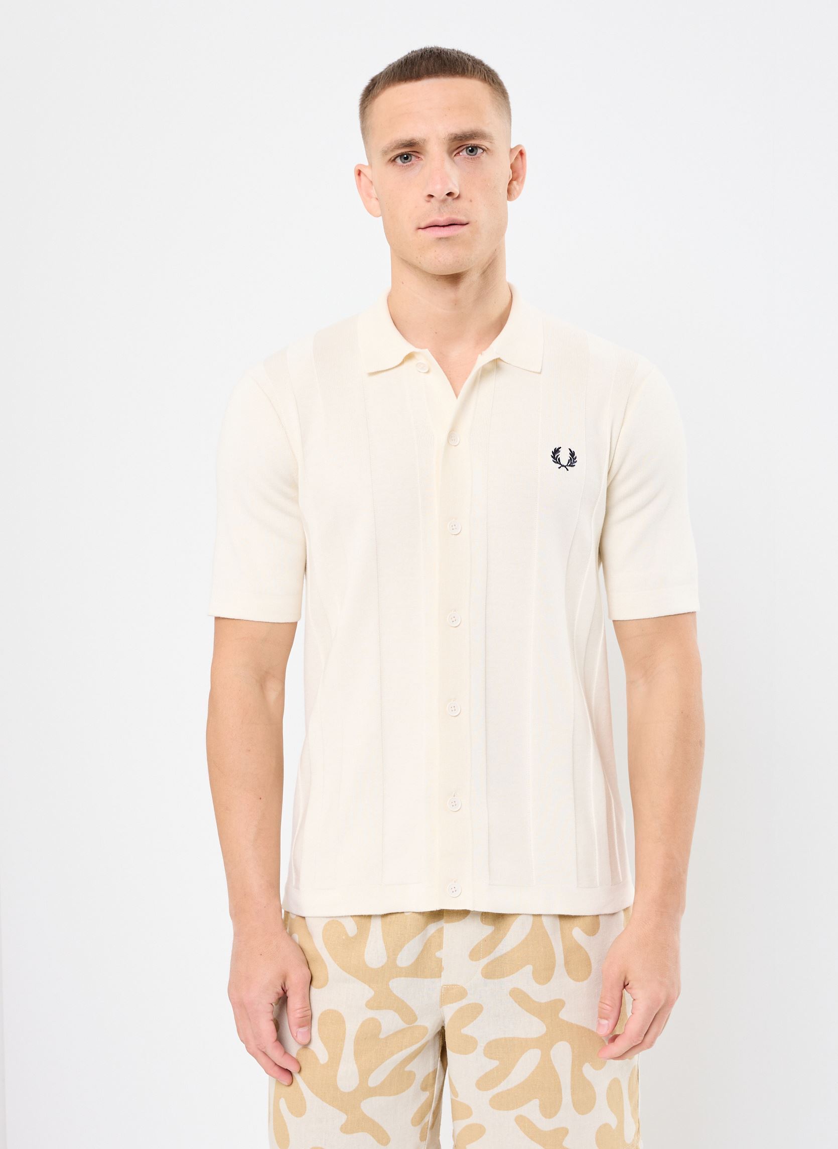 Polos manches courtes BUTTON THROUGH SS SHIRT homme blanc Fred Perry Polos manches courtes BUTTON THROUGH SS SHIRT homme blanc ECRU