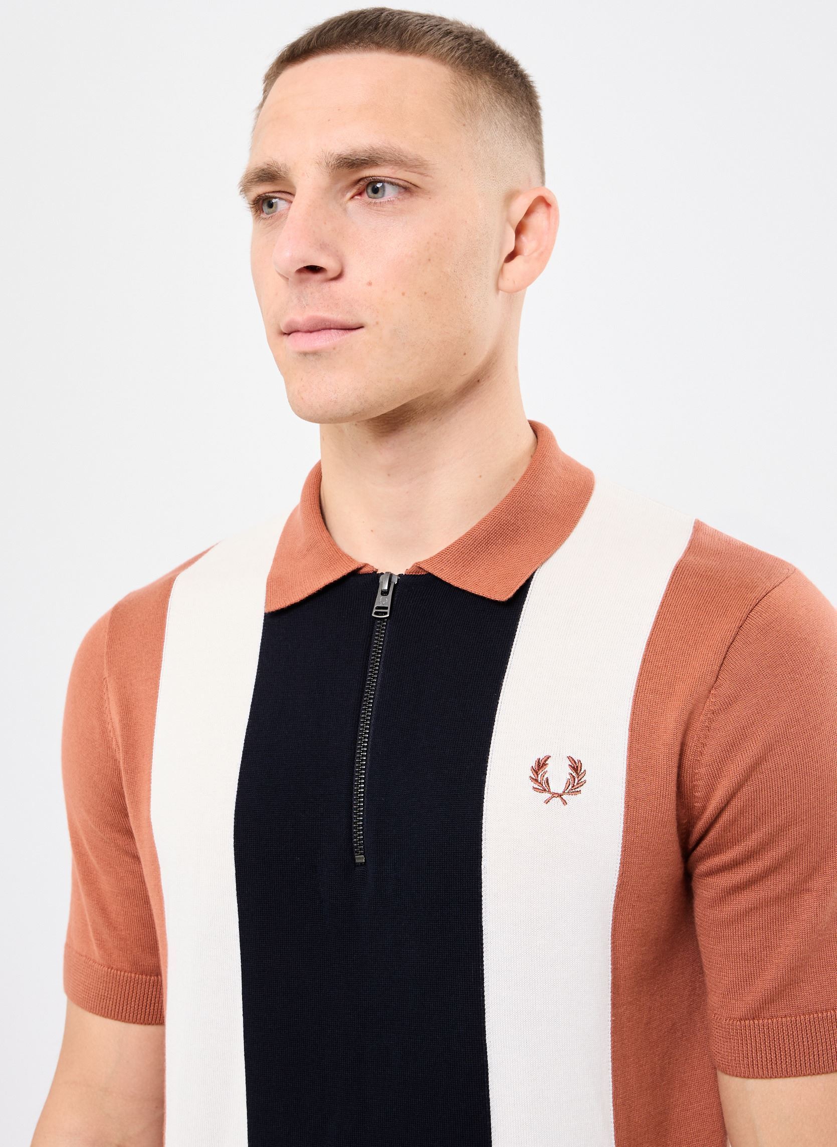 Polos manches courtes VERTICAL STRIPE ZIP NECK SHIRT homme multicolore Fred Perry Polos manches courtes VERTICAL STRIPE ZIP NECK SHIRT homme multicolore CNM/NAVY/LECR