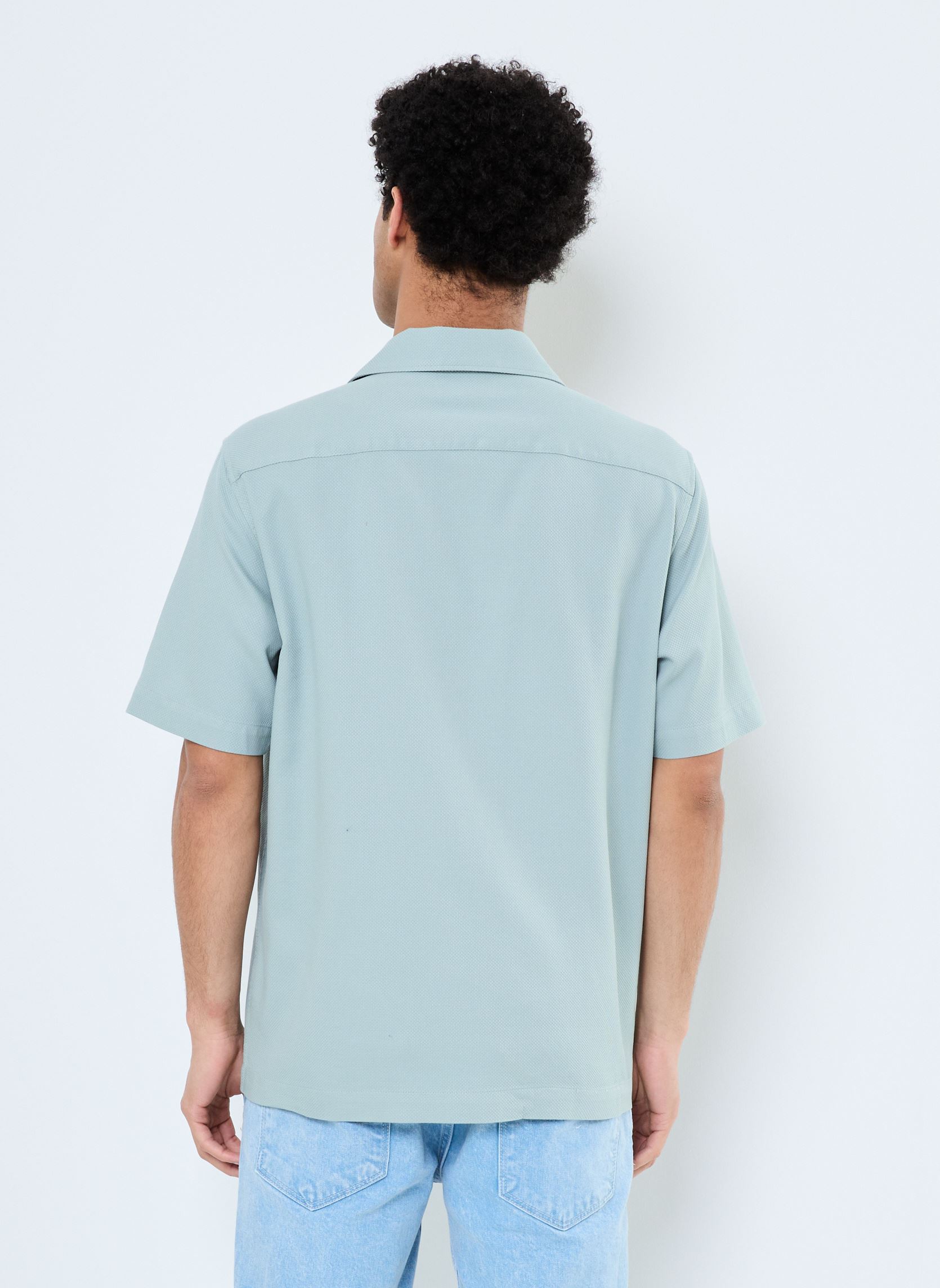 Chemises PIQUE TEXTURE REVERE COLLAR SH homme bleu Fred Perry Chemises PIQUE TEXTURE REVERE COLLAR SH homme bleu Silver blue