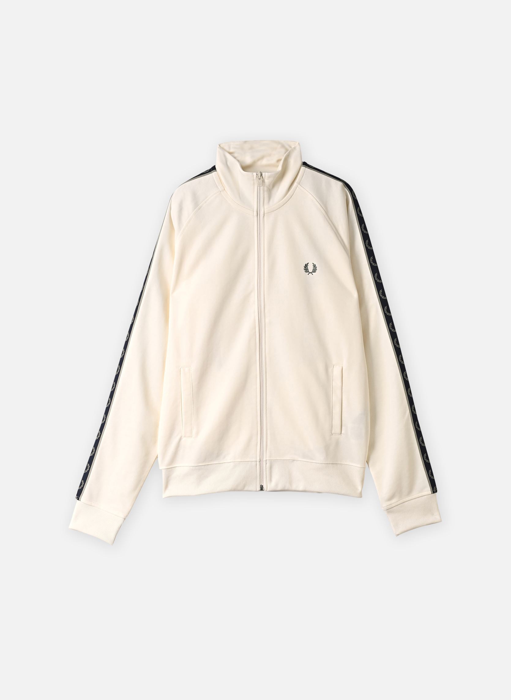 Trainingsvest CONTRAST TAPE TRACK JACKET heren beige Fred Perry Trainingsvest CONTRAST TAPE TRACK JACKET heren beige ECRU