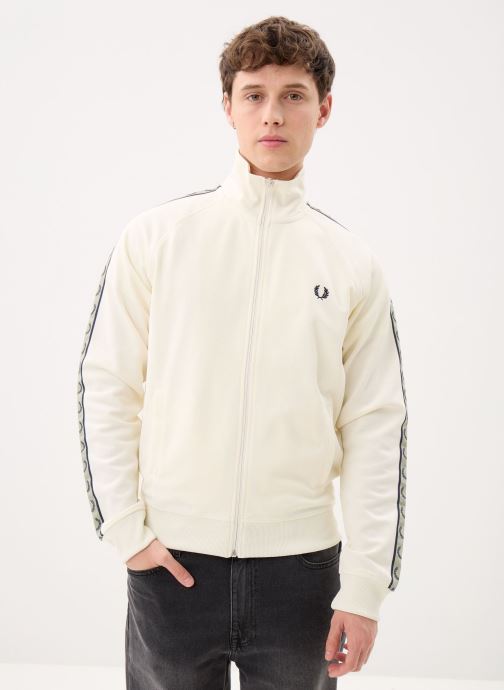 Fred Perry Vestes de survêtement CONTRAST TAPE TRACK JACKET homme blanc