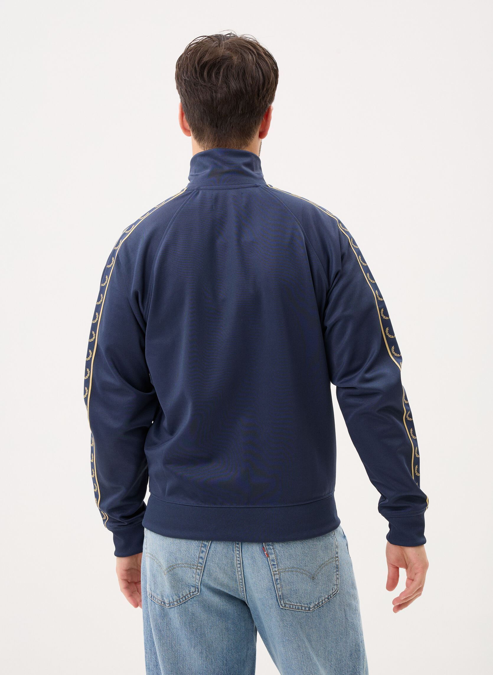 Trainingsjacken CONTRAST TAPE TRACK JACKET herren blau Fred Perry Trainingsjacken CONTRAST TAPE TRACK JACKET herren blau TENNISB/CHAMPAGN