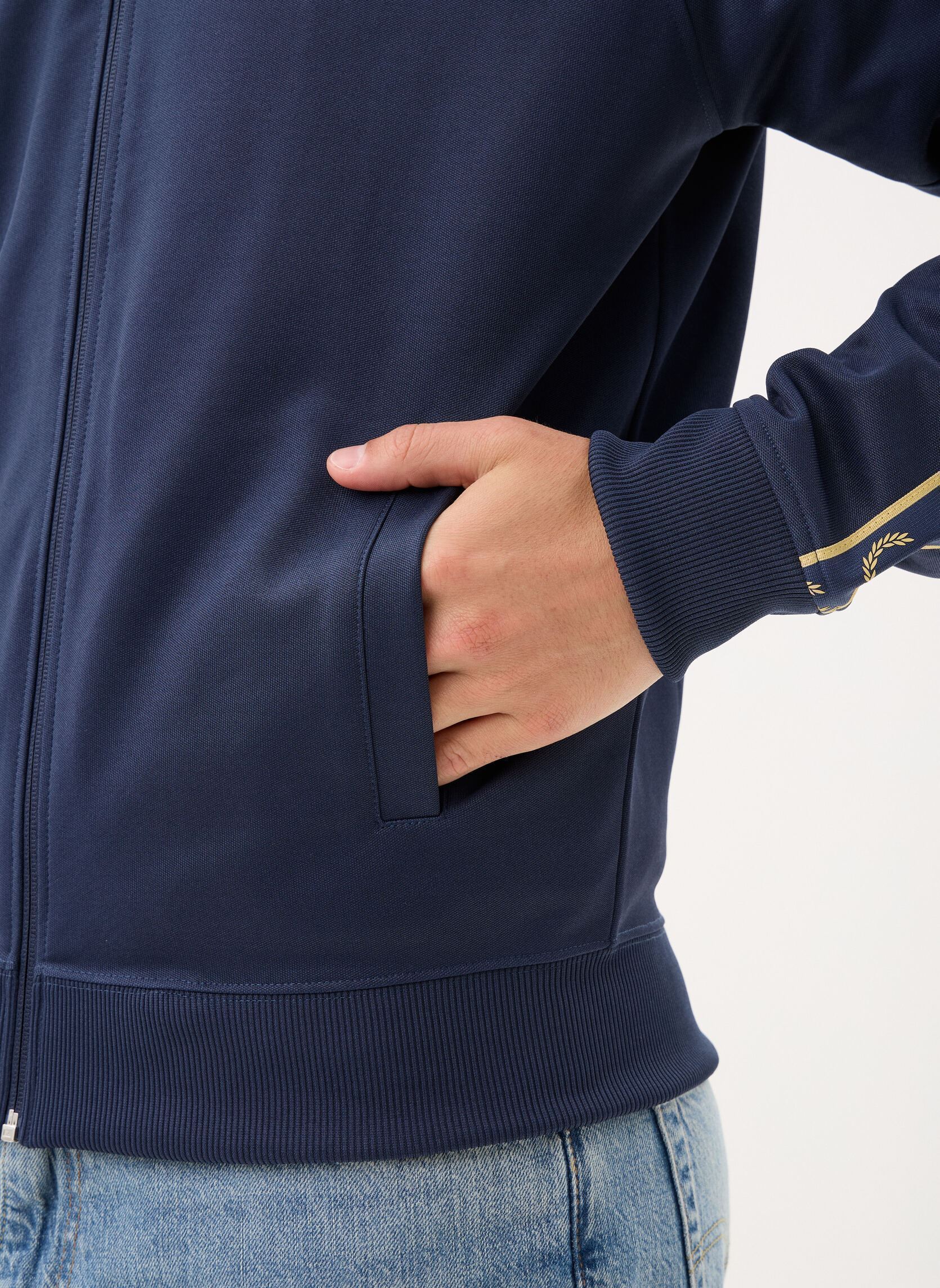 Trainingsjacken CONTRAST TAPE TRACK JACKET herren blau Fred Perry Trainingsjacken CONTRAST TAPE TRACK JACKET herren blau TENNISB/CHAMPAGN