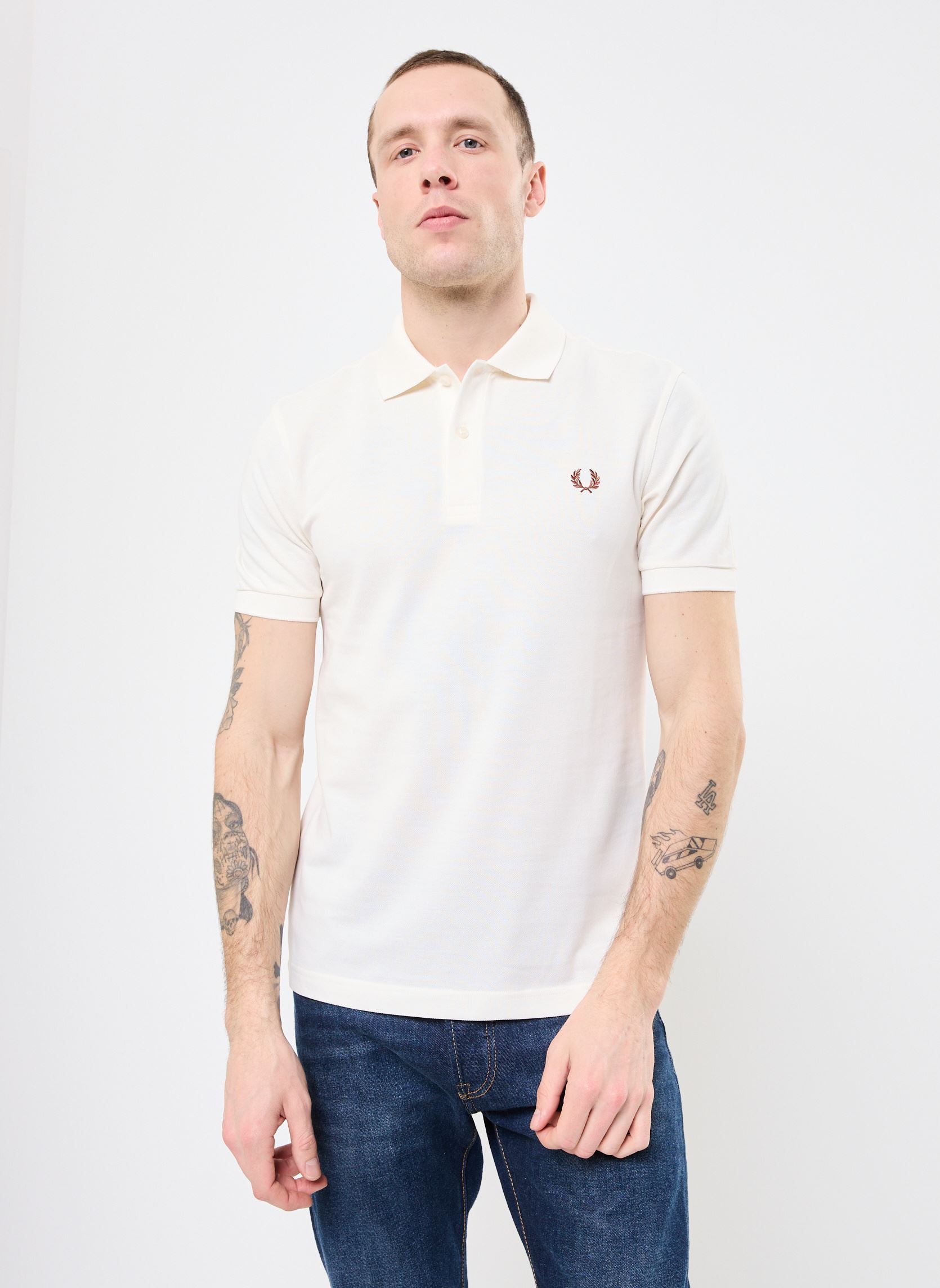 Kurzarm-Poloshirts THE FRED PERRY SHIRT herren weiß Fred Perry Kurzarm-Poloshirts THE FRED PERRY SHIRT herren weiß LGHECRU/CINNAMON