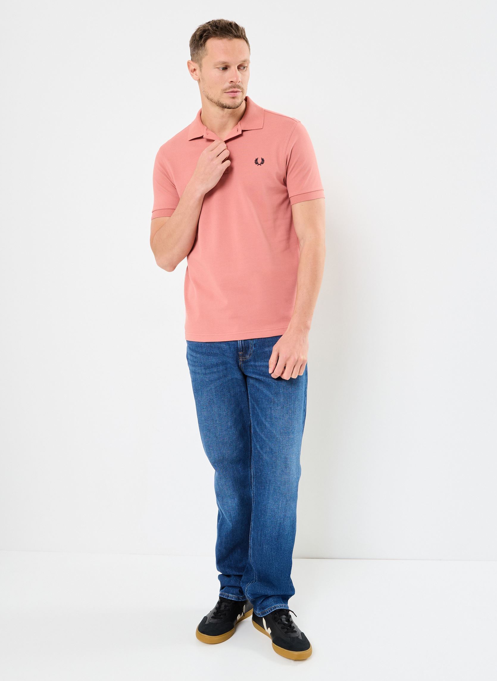 Polo a maniche corte THE FRED PERRY SHIRT uomo arancione Fred Perry Polo a maniche corte THE FRED PERRY SHIRT uomo arancione PUTTY PINK/NAVY