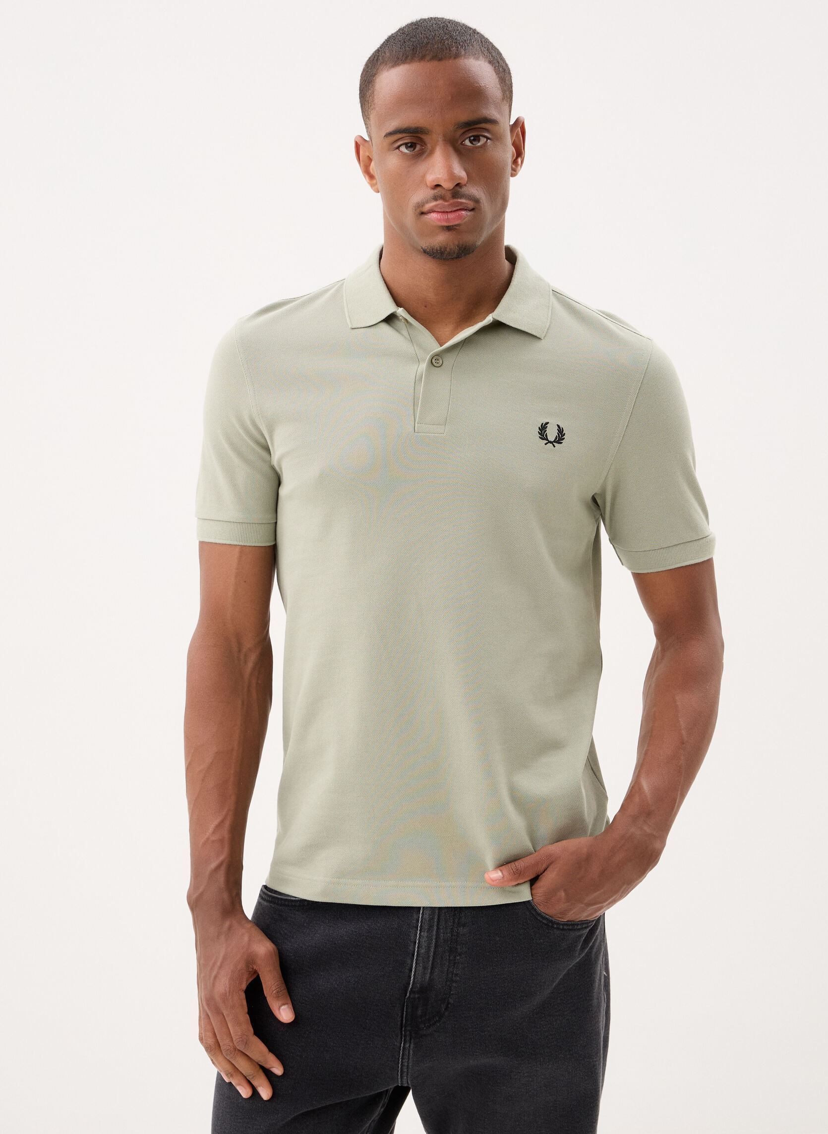 Polo a maniche corte THE FRED PERRY SHIRT uomo beige Fred Perry Polo a maniche corte THE FRED PERRY SHIRT uomo beige SEAGRASS/BLACK