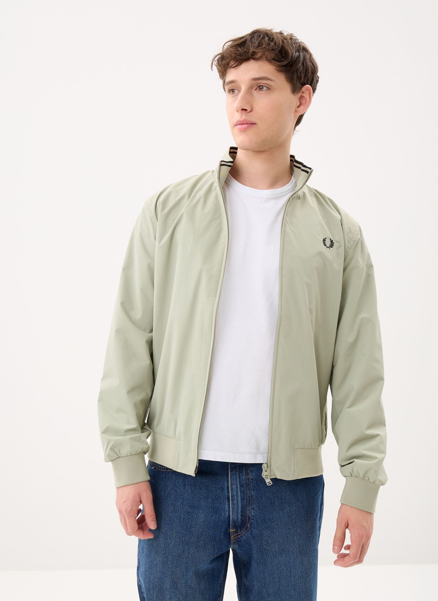 Vestes THE BRENTHAM JACKET homme beige Fred Perry Vestes THE BRENTHAM JACKET homme beige SEAGRASS/BLACK