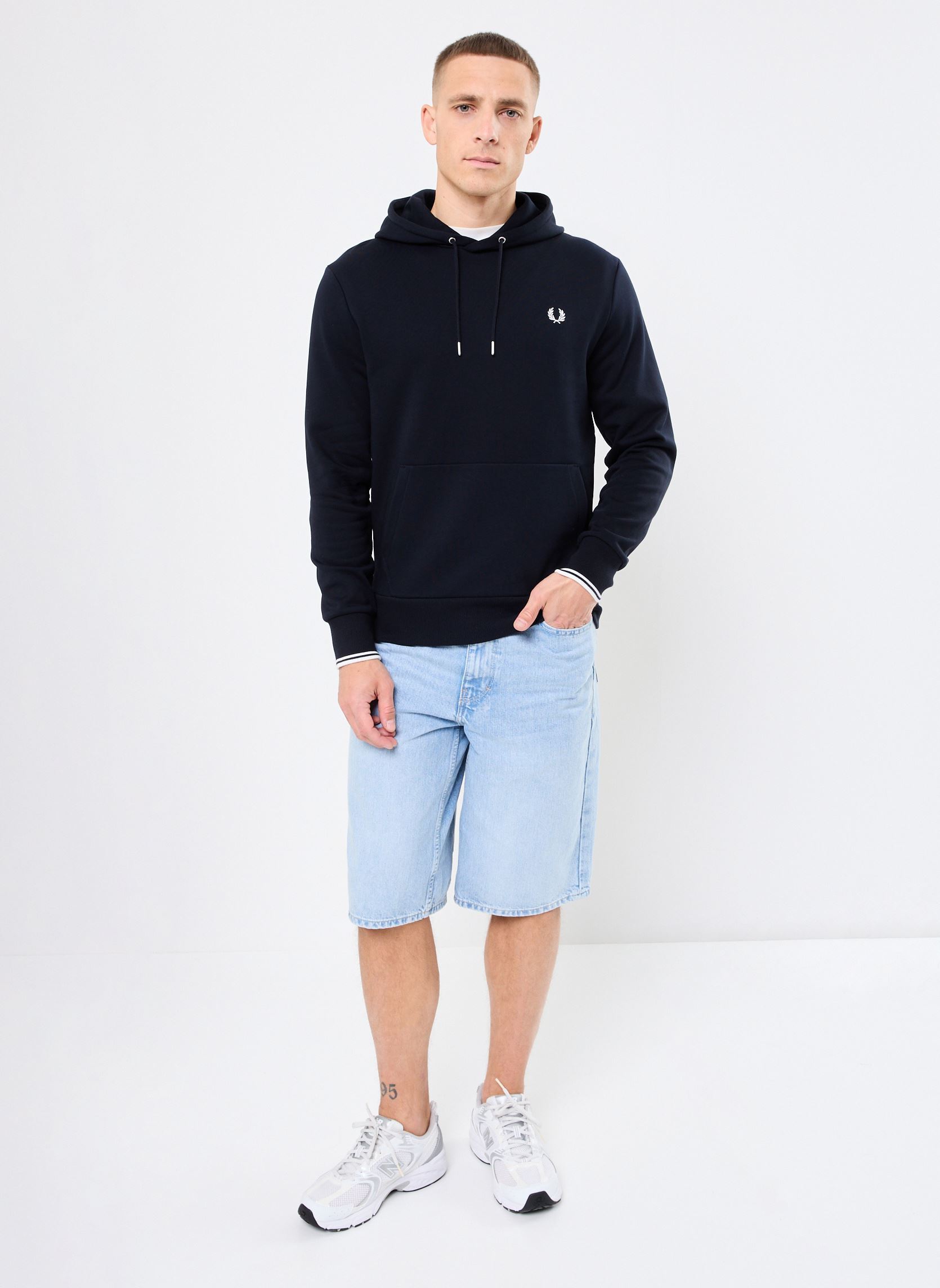 Sweats à capuche Tipped Hooded Sweatshirt homme bleu Fred Perry Sweats à capuche Tipped Hooded Sweatshirt homme bleu NAVY