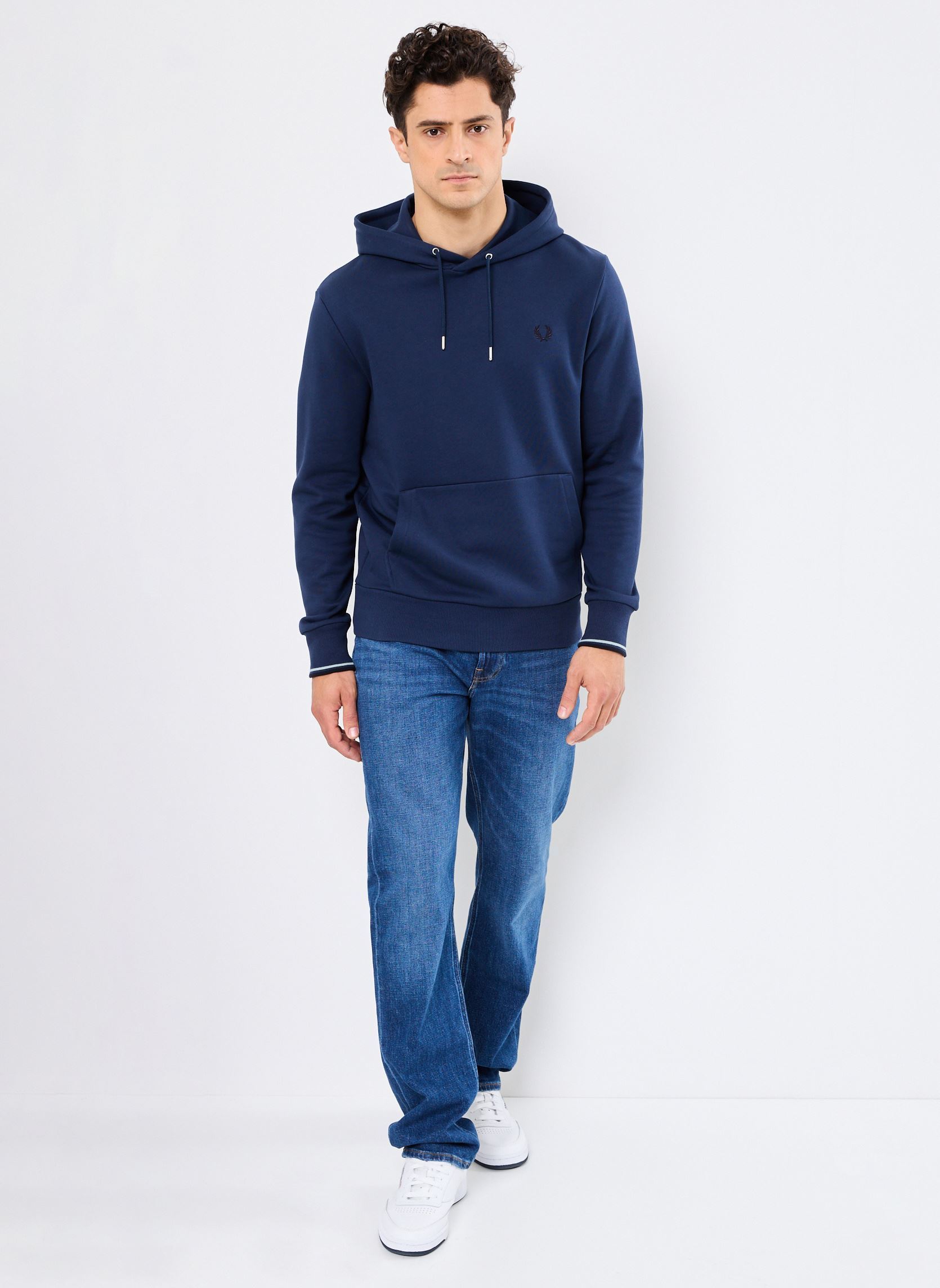 Sweats à capuche Tipped Hooded Sweatshirt homme bleu Fred Perry Sweats à capuche Tipped Hooded Sweatshirt homme bleu TENNIS BLUE