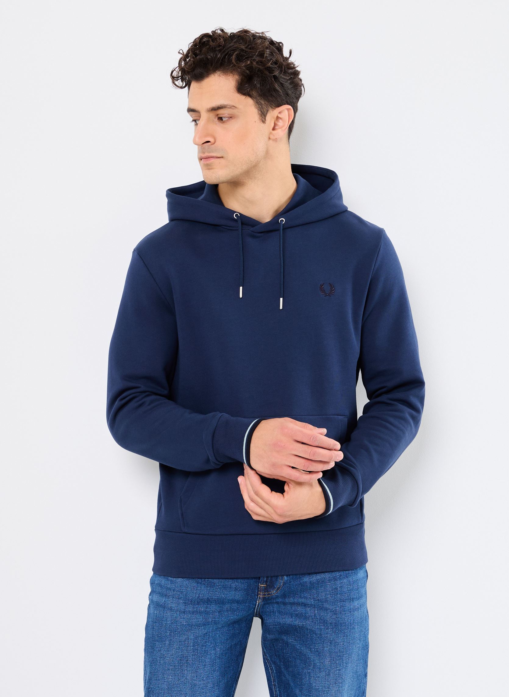 Sweats à capuche Tipped Hooded Sweatshirt homme bleu Fred Perry Sweats à capuche Tipped Hooded Sweatshirt homme bleu TENNIS BLUE