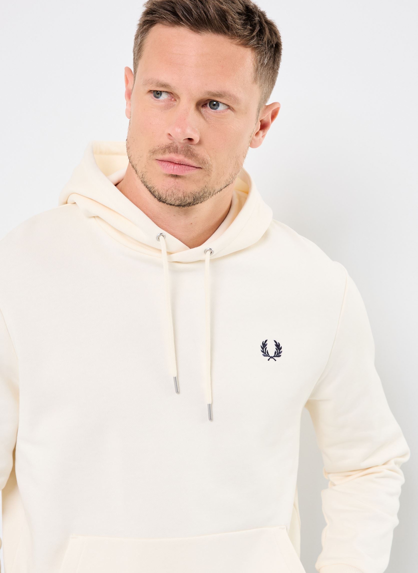 Hoodies Tipped Hooded Sweatshirt heren wit Fred Perry Hoodies Tipped Hooded Sweatshirt heren wit ECRU/TENNIS BLUE