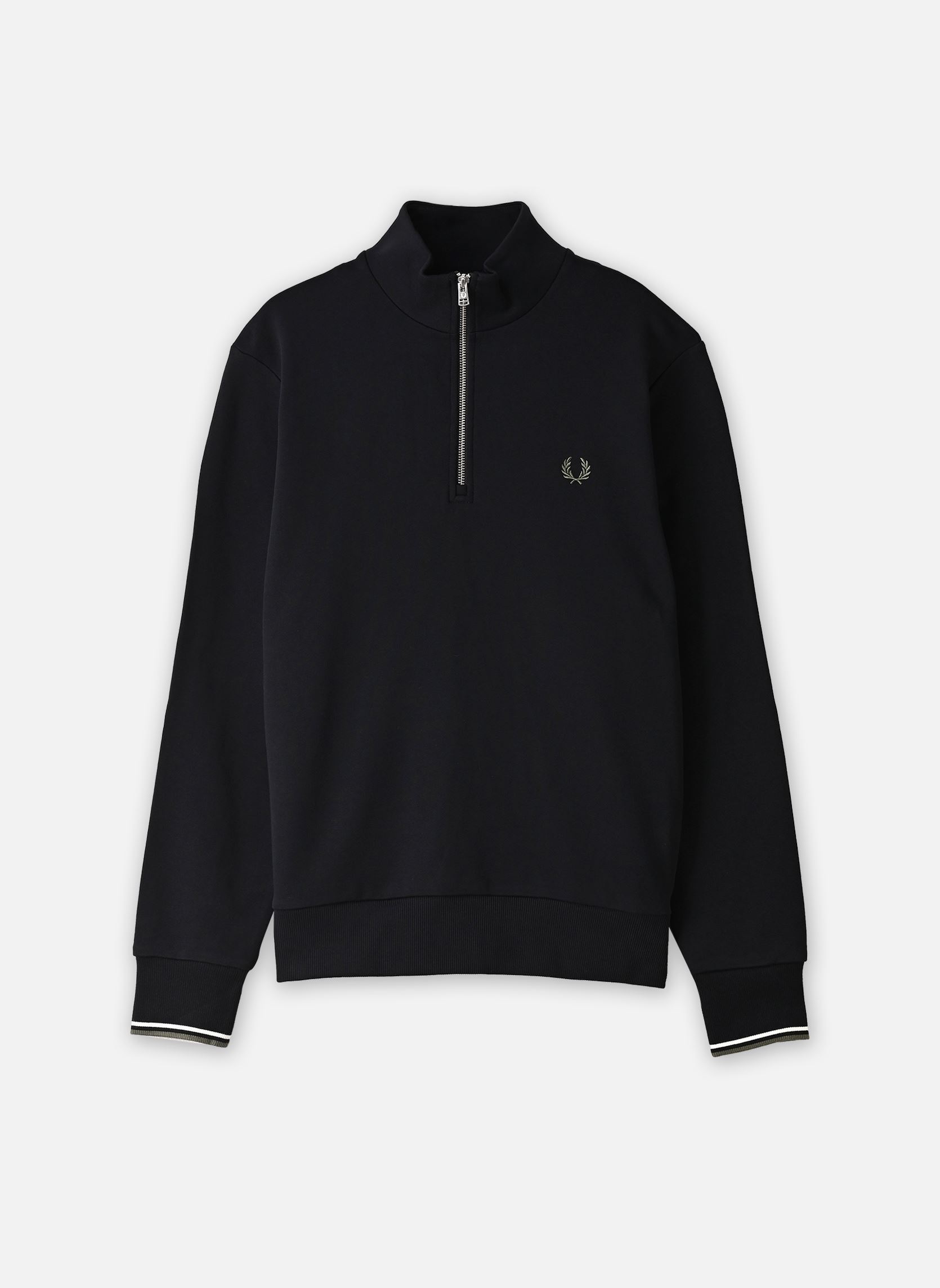 Sweats zippés HALF ZIP SWEATSHIRT homme noir Fred Perry Sweats zippés HALF ZIP SWEATSHIRT homme noir BLK/ECR/LRLWGREN