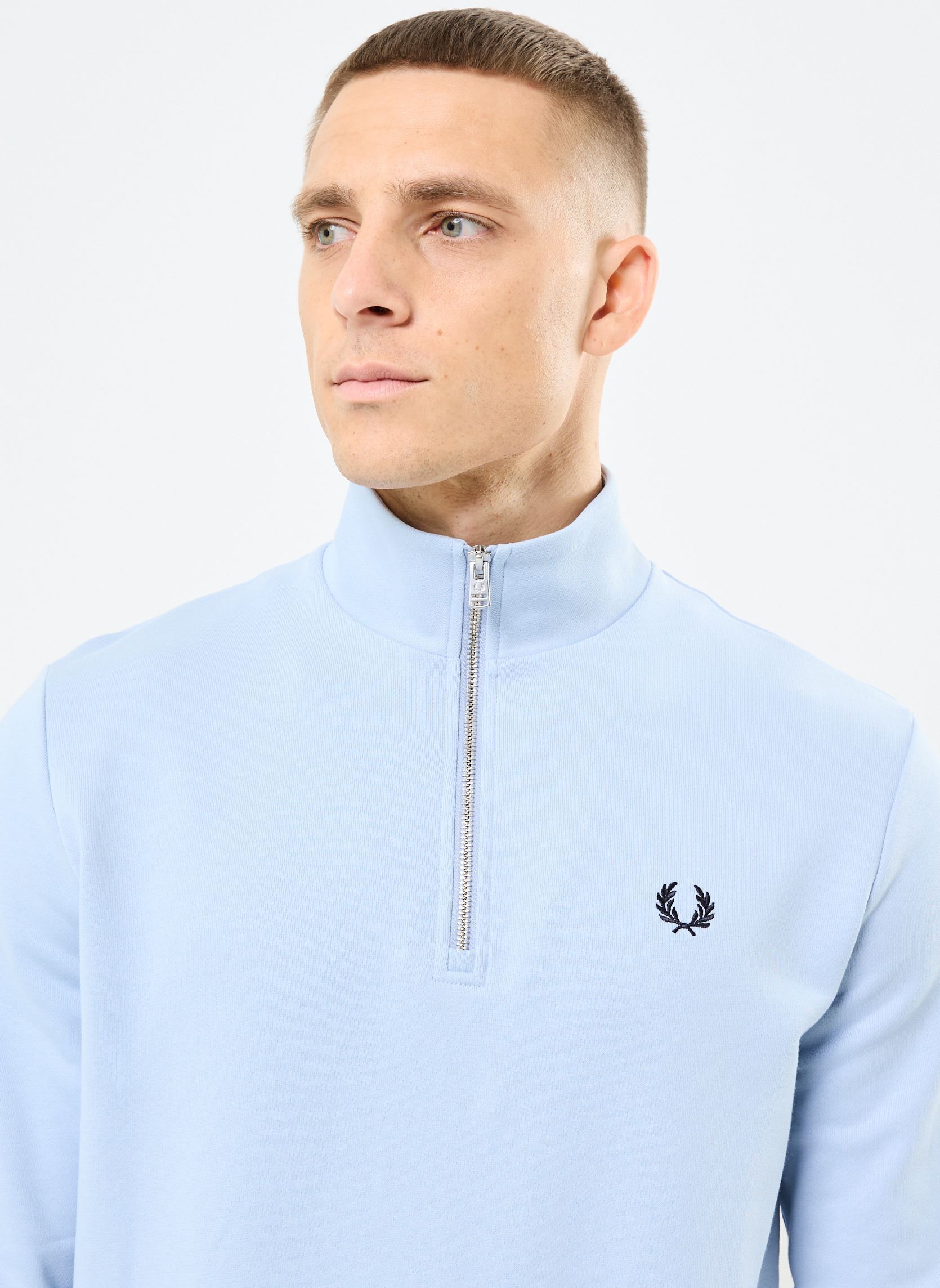 Sweats zippés HALF ZIP SWEATSHIRT homme bleu Fred Perry Sweats zippés HALF ZIP SWEATSHIRT homme bleu LIGHT SMOKE