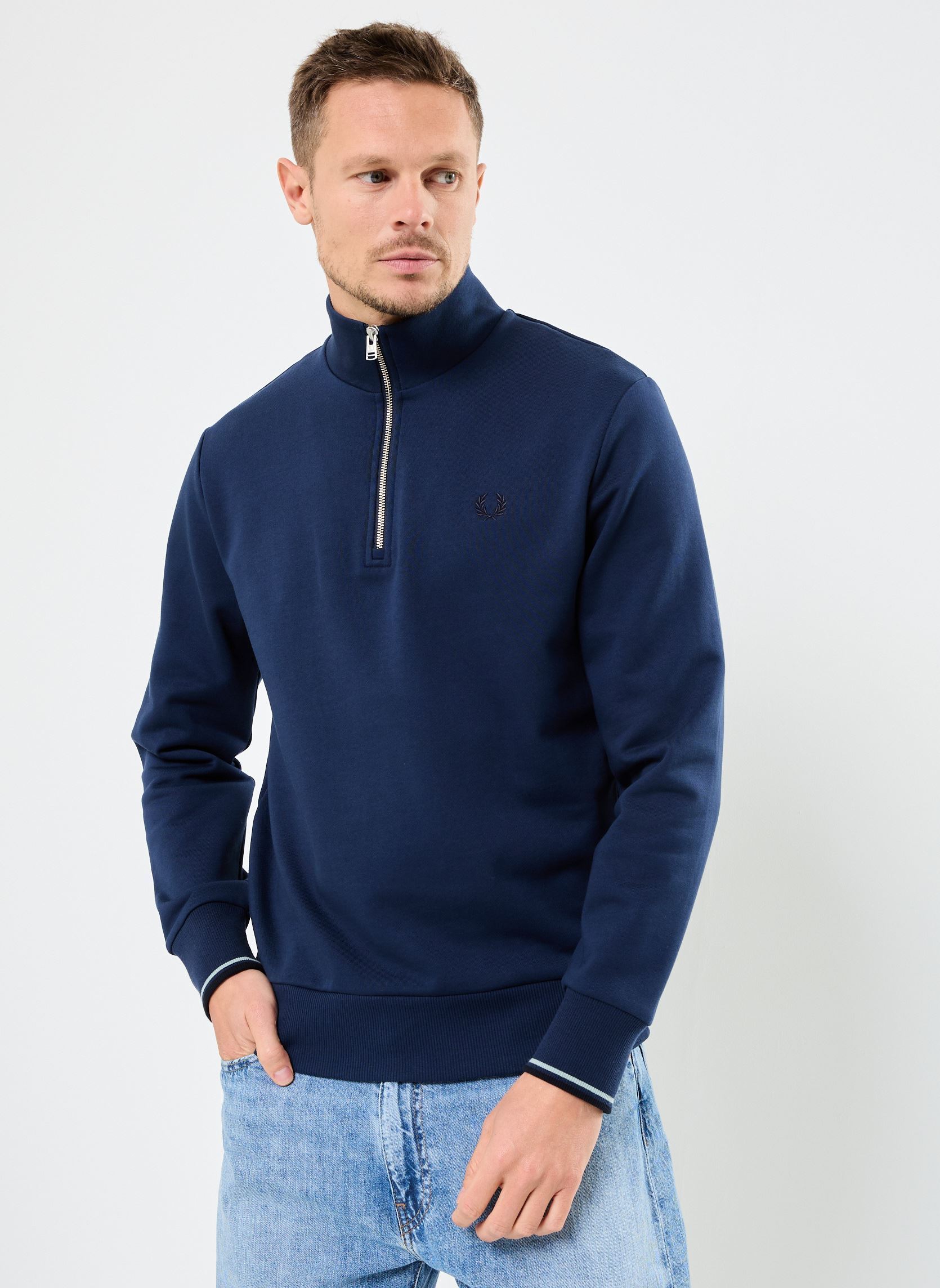 Sweaters met rits HALF ZIP SWEATSHIRT heren blauw Fred Perry Sweaters met rits HALF ZIP SWEATSHIRT heren blauw TENNIS BLUE