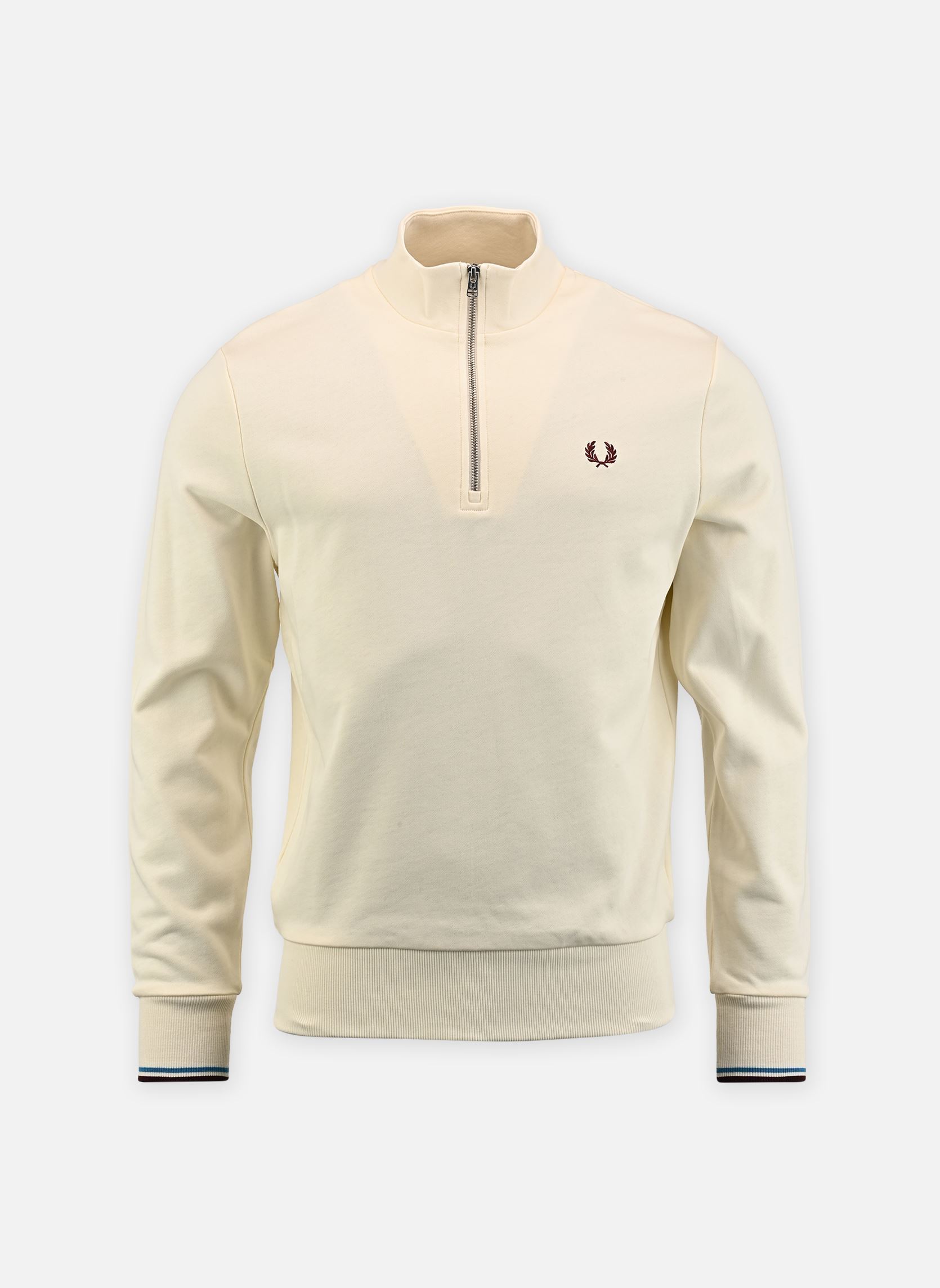 Sweatshirts mit Reißverschluss HALF ZIP SWEATSHIRT herren weiß Fred Perry Sweatshirts mit Reißverschluss HALF ZIP SWEATSHIRT herren weiß ECR/CRTBLU/OXBLO