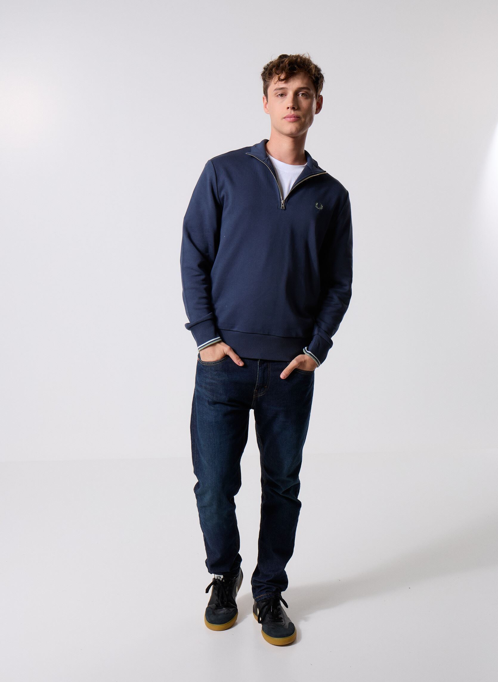 Sweats zippés HALF ZIP SWEATSHIRT homme bleu Fred Perry Sweats zippés HALF ZIP SWEATSHIRT homme bleu DRKAIRF/LIC/BAYL