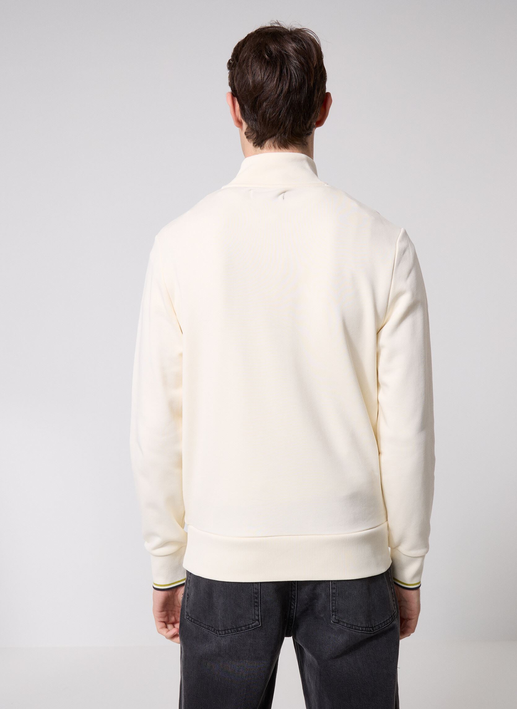 Sweaters met rits HALF ZIP SWEATSHIRT heren wit Fred Perry Sweaters met rits HALF ZIP SWEATSHIRT heren wit ECR/TBYLLW/ANCGY