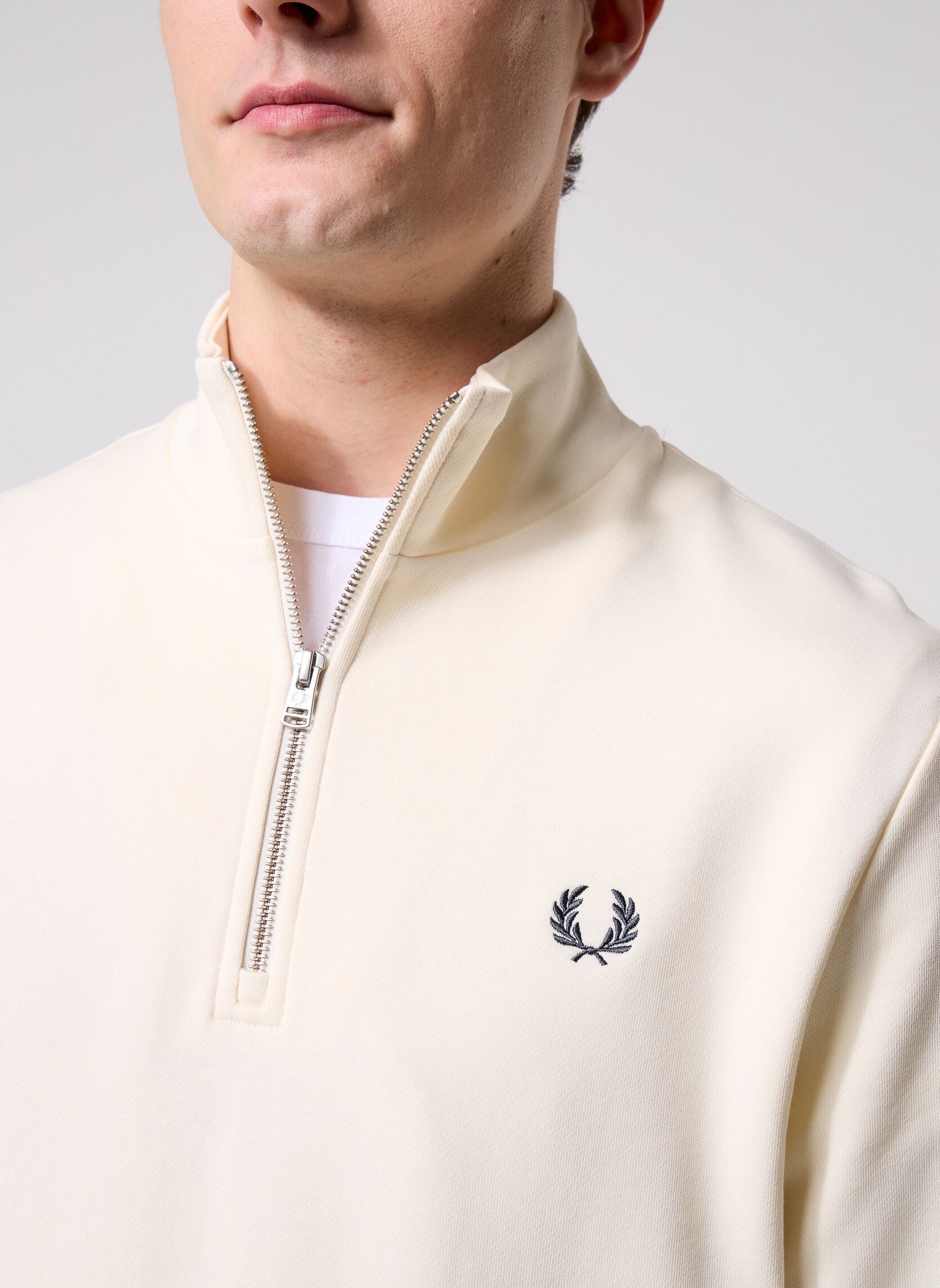 Sweaters met rits HALF ZIP SWEATSHIRT heren wit Fred Perry Sweaters met rits HALF ZIP SWEATSHIRT heren wit ECR/TBYLLW/ANCGY