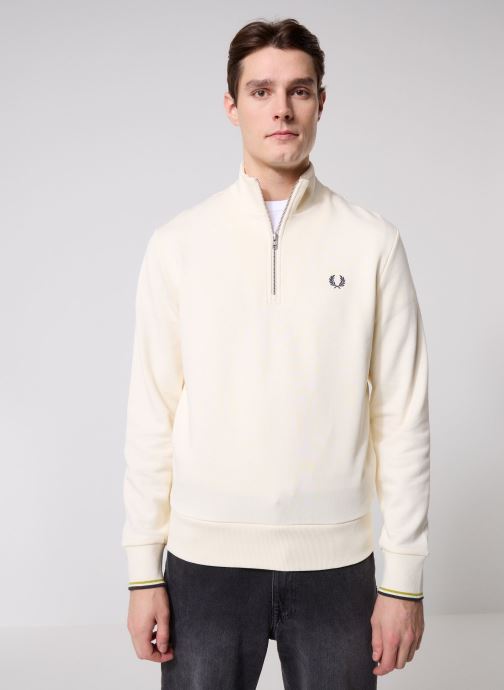 Fred Perry Sweats zippés HALF ZIP SWEATSHIRT homme blanc