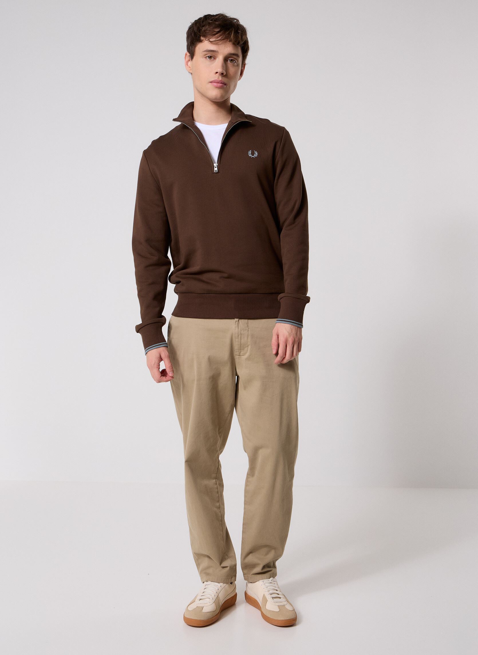 Sweats zippés HALF ZIP SWEATSHIRT homme marron Fred Perry Sweats zippés HALF ZIP SWEATSHIRT homme marron BRNTTBCC/STKPRTB