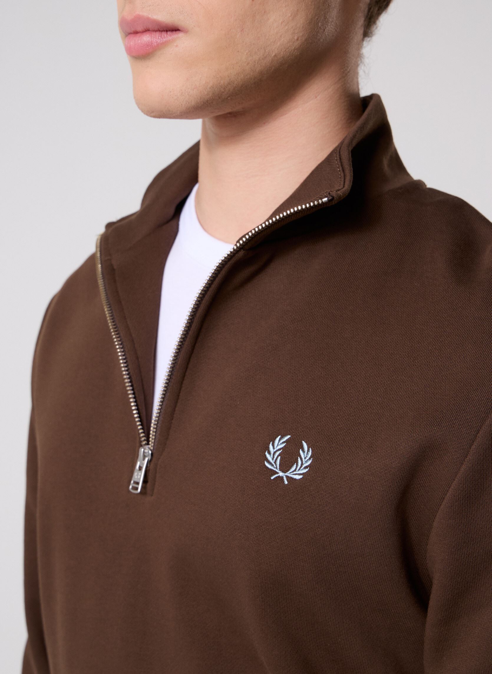 Sweats zippés HALF ZIP SWEATSHIRT homme marron Fred Perry Sweats zippés HALF ZIP SWEATSHIRT homme marron BRNTTBCC/STKPRTB