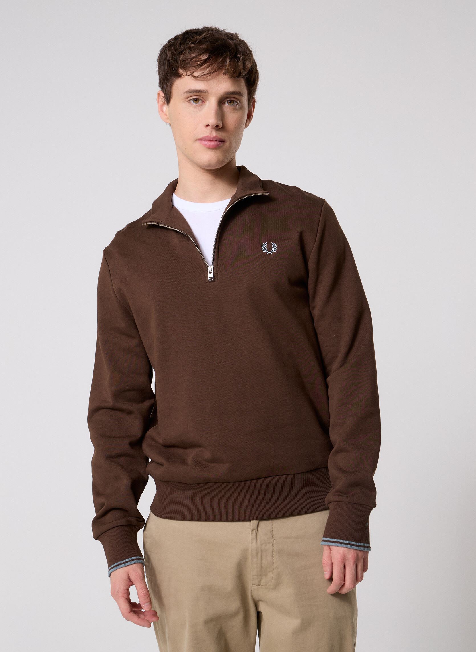 Sweats zippés HALF ZIP SWEATSHIRT homme marron Fred Perry Sweats zippés HALF ZIP SWEATSHIRT homme marron BRNTTBCC/STKPRTB