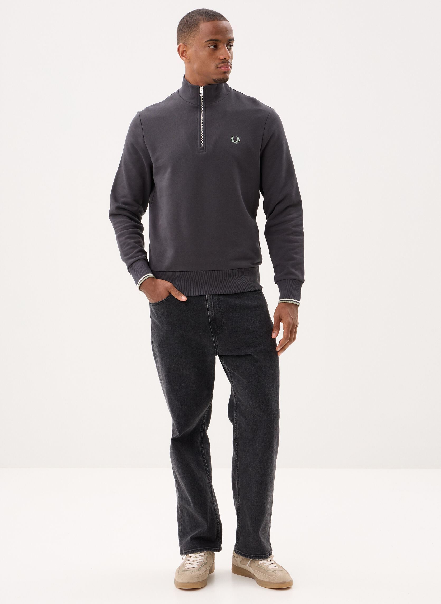 Sweaters met rits HALF ZIP SWEATSHIRT heren paars Fred Perry Sweaters met rits HALF ZIP SWEATSHIRT heren paars ANCGY/EC/SGRS