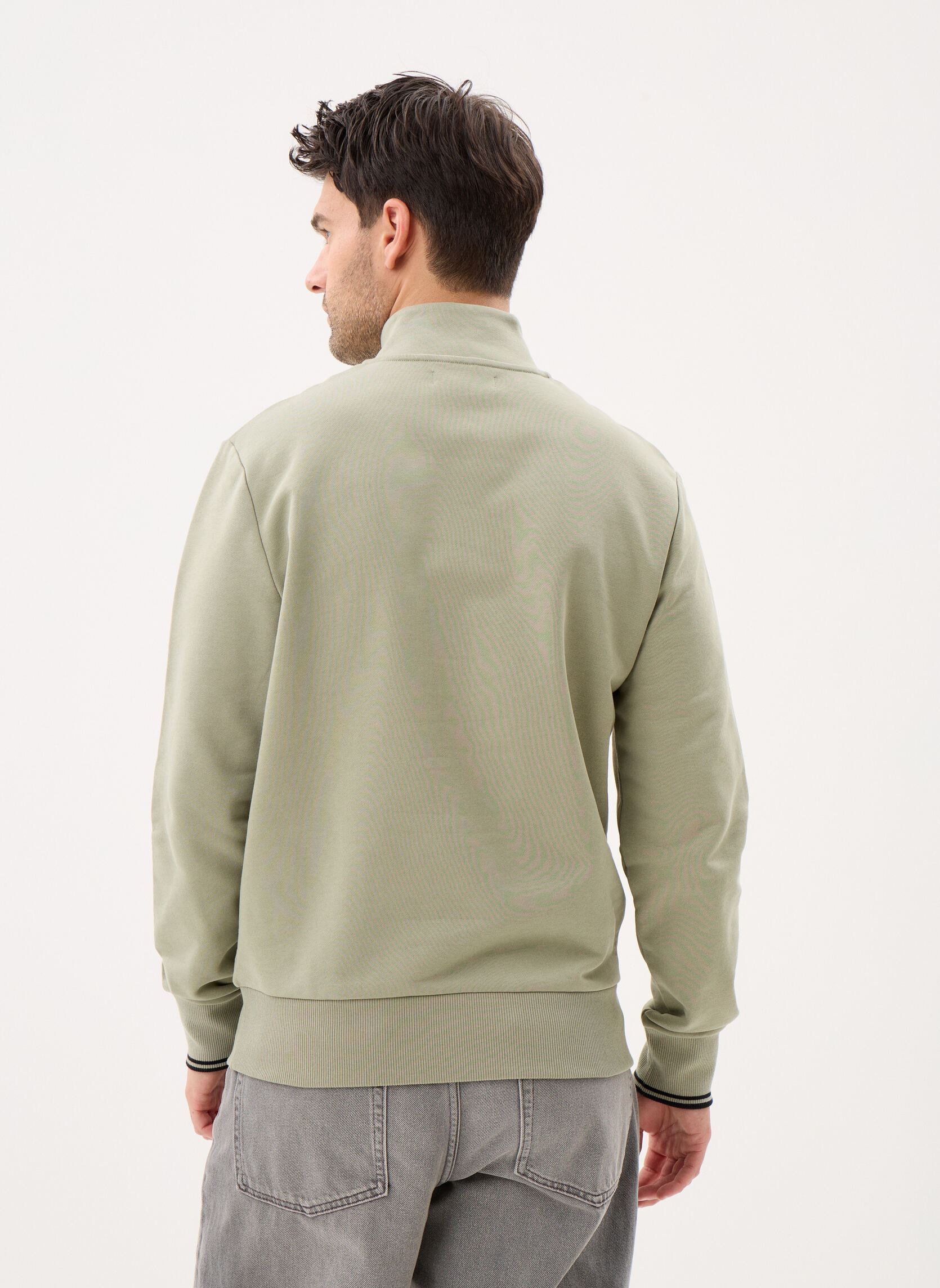 Sweats zippés HALF ZIP SWEATSHIRT homme beige Fred Perry Sweats zippés HALF ZIP SWEATSHIRT homme beige SEAGRASS/BLACK