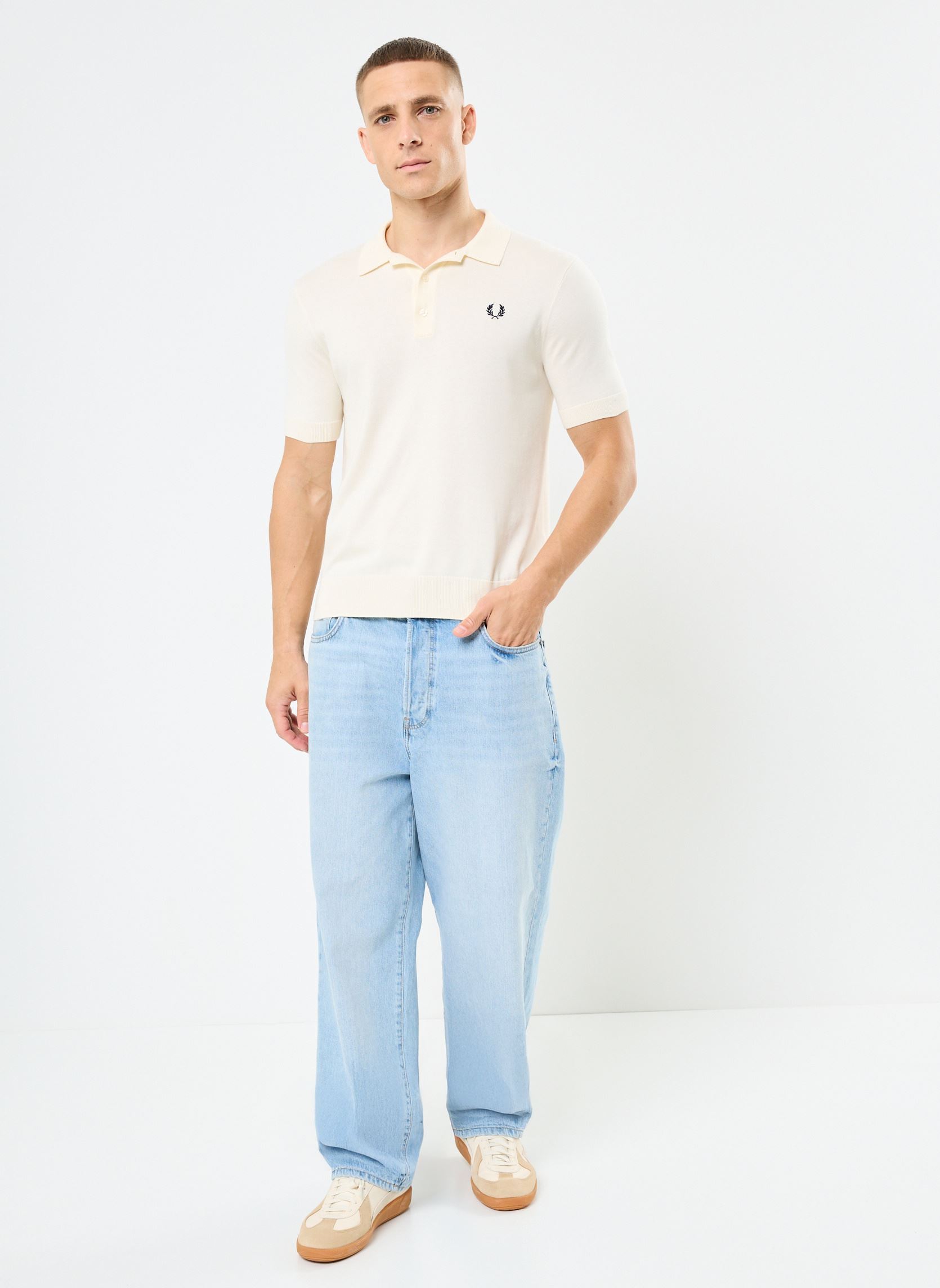 Korte mouwen polo's COTTON KNITTED SHIRT heren wit Fred Perry Korte mouwen polo's COTTON KNITTED SHIRT heren wit ECRU